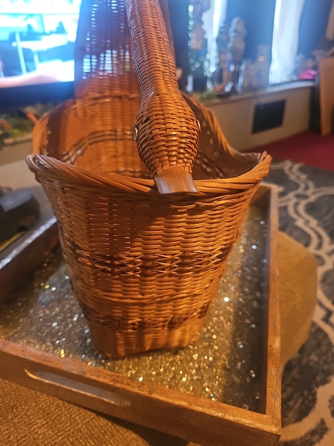 Vintage Duck Handled Basket Cottage Core