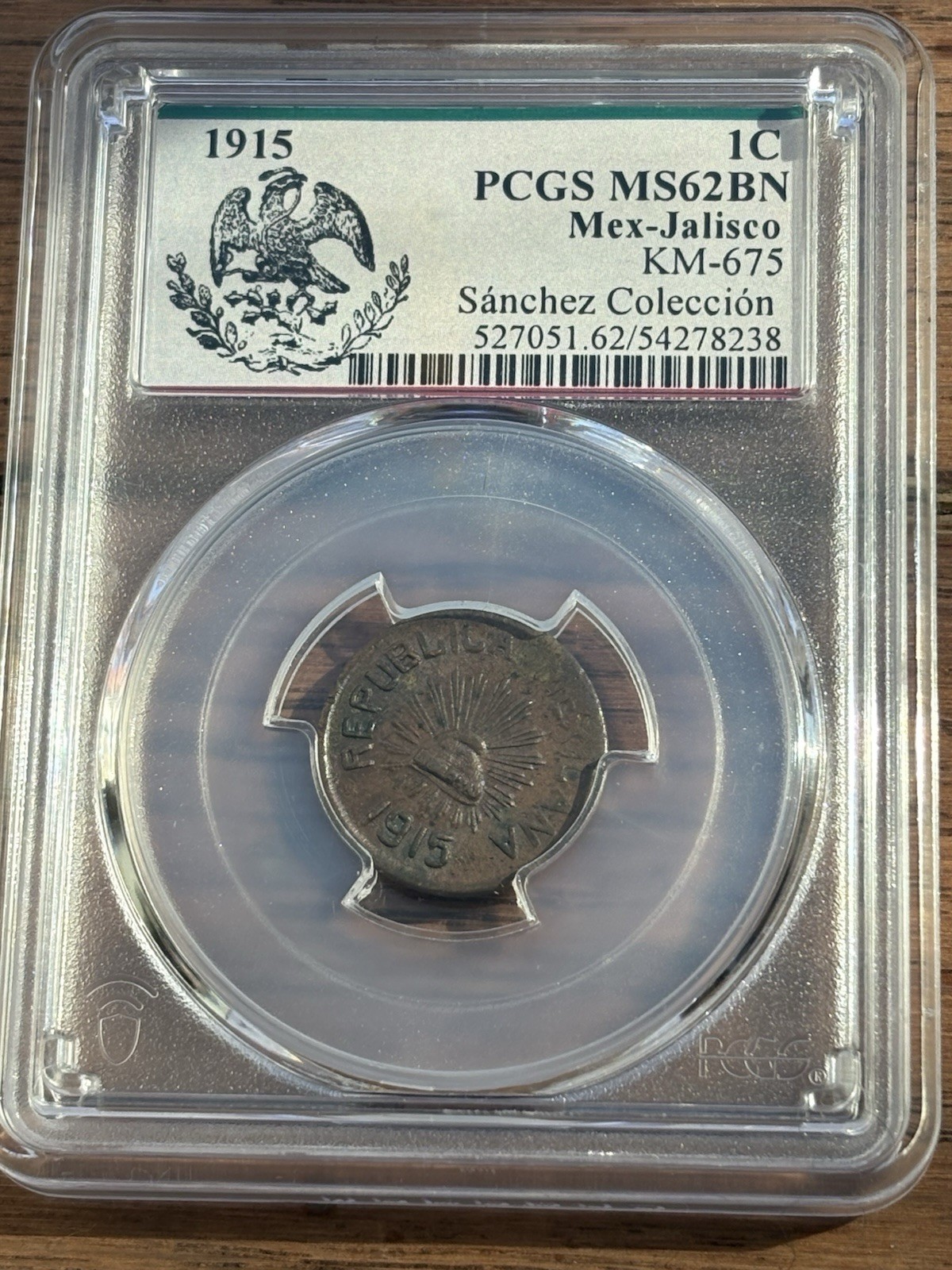 1915 Mexico Jalisco 1C PCGS MS62BN KM-675 Revolution Coin Sanchez