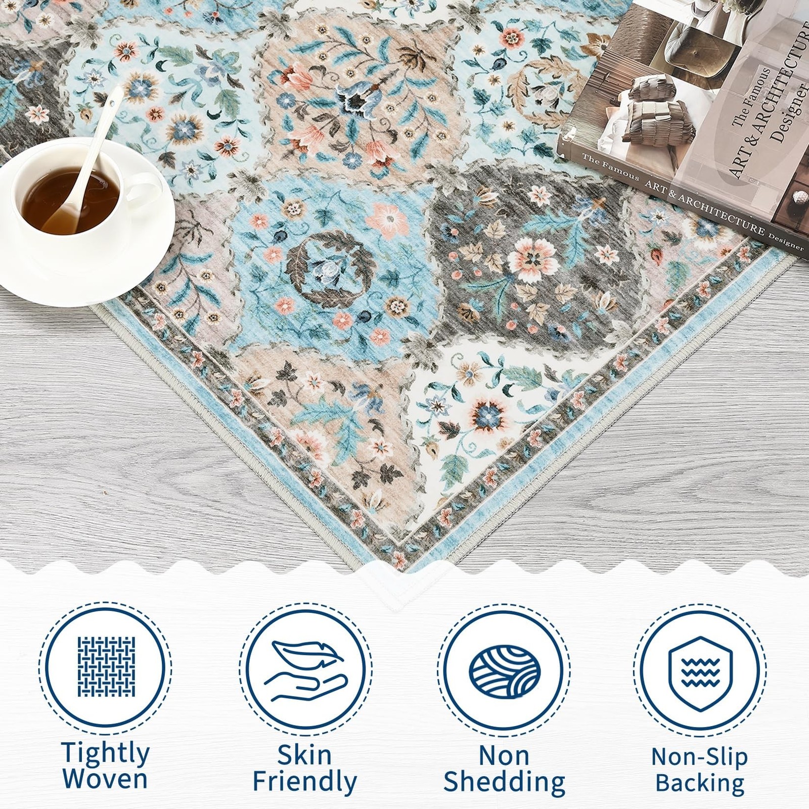 ROYHOME 9x12 Area Rug Large Machine Washable Rug for Living Room Moroccan Tre...