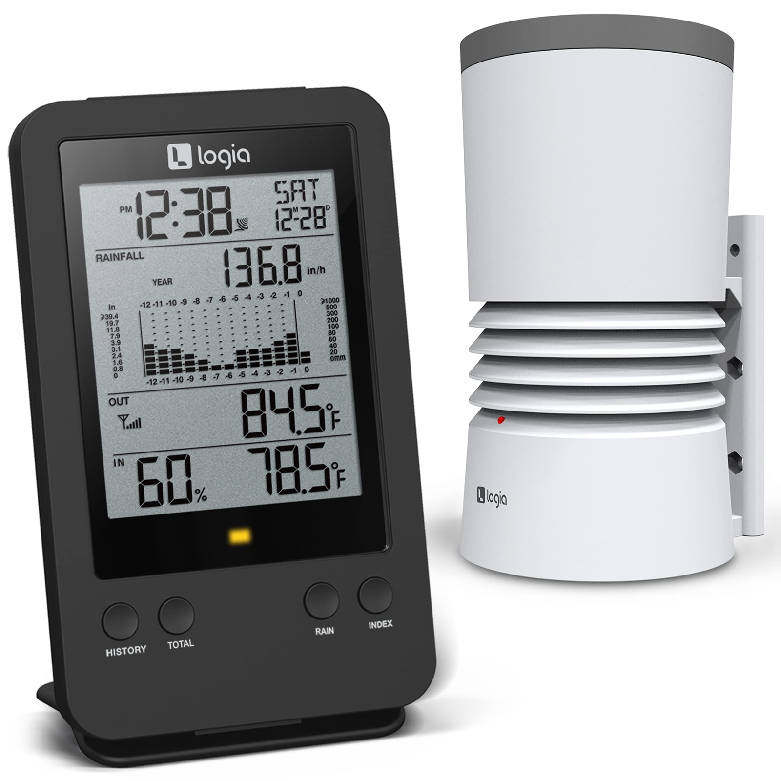 Logia 3-in-1 Weather Station with Rain Gauge, Humidity & Outdoor Thermometer