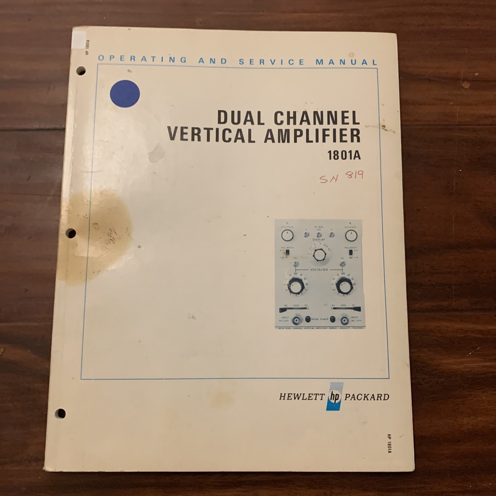 HP 1801A Dual Channel Vertical Amplifier Operating & Service Manual 01801-90904