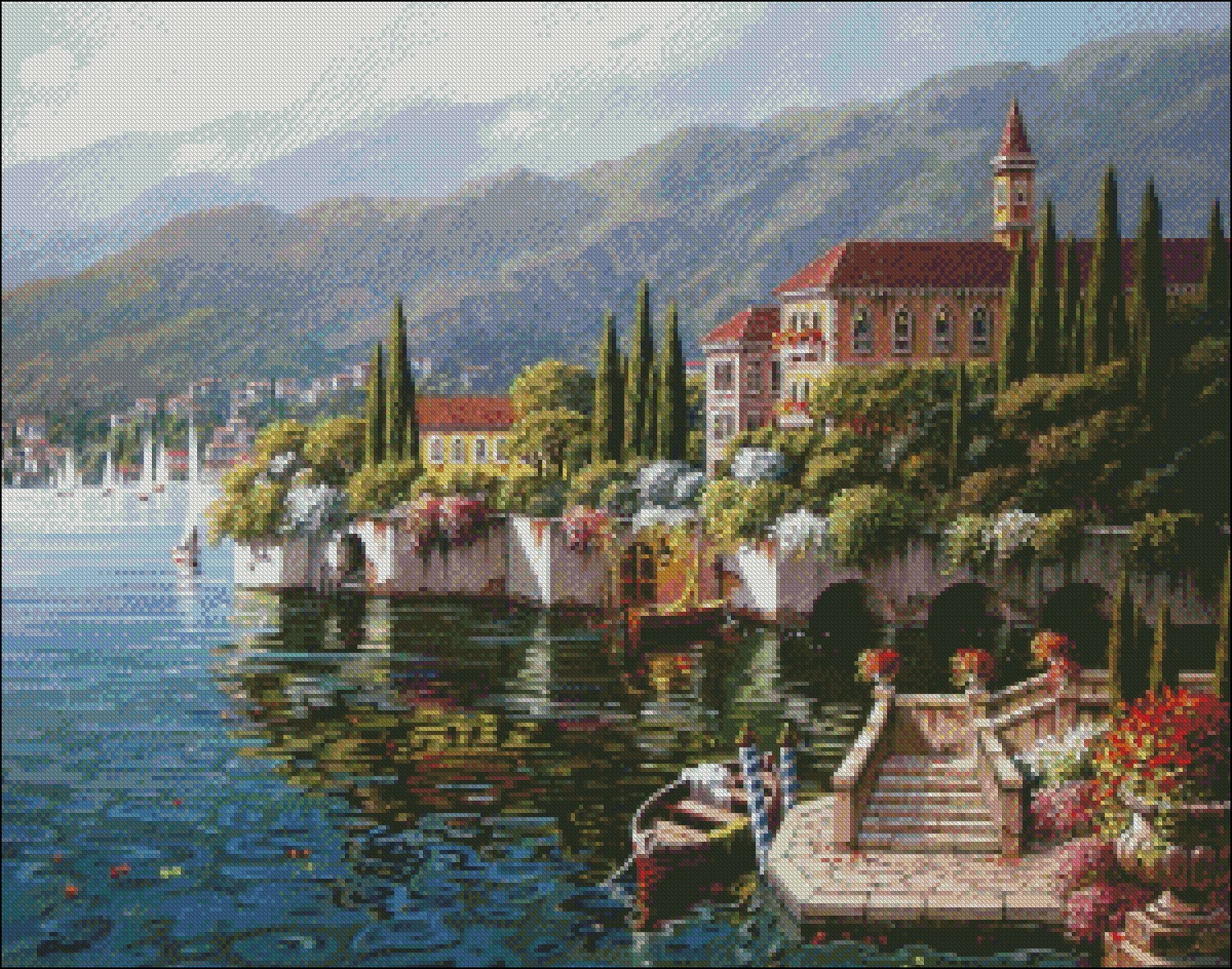 Varenna Reflections - DIY Chart Counted Cross Stitch Patterns Needlework 14 ct