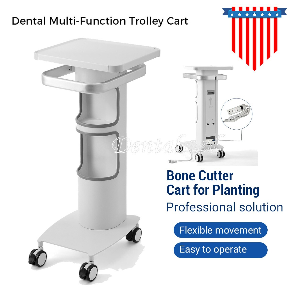 Dental Mobile Cart Bone Cutter Medical Trolley for Implant Motor Scaler Scanner