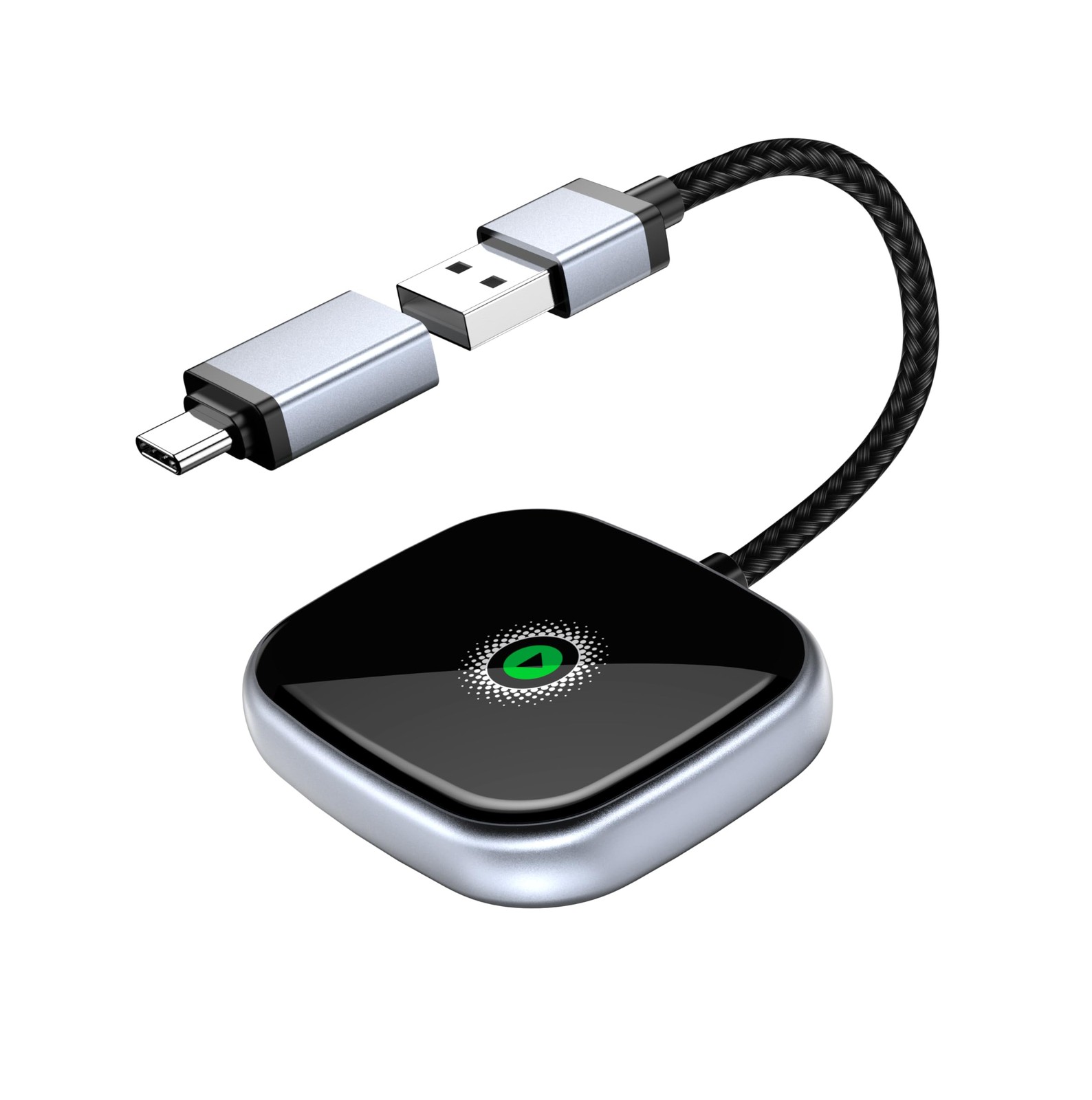 Wireless CarPlay Adapter, Packaging size: 4.61 × 3.78 × 0.67 inch, silvery