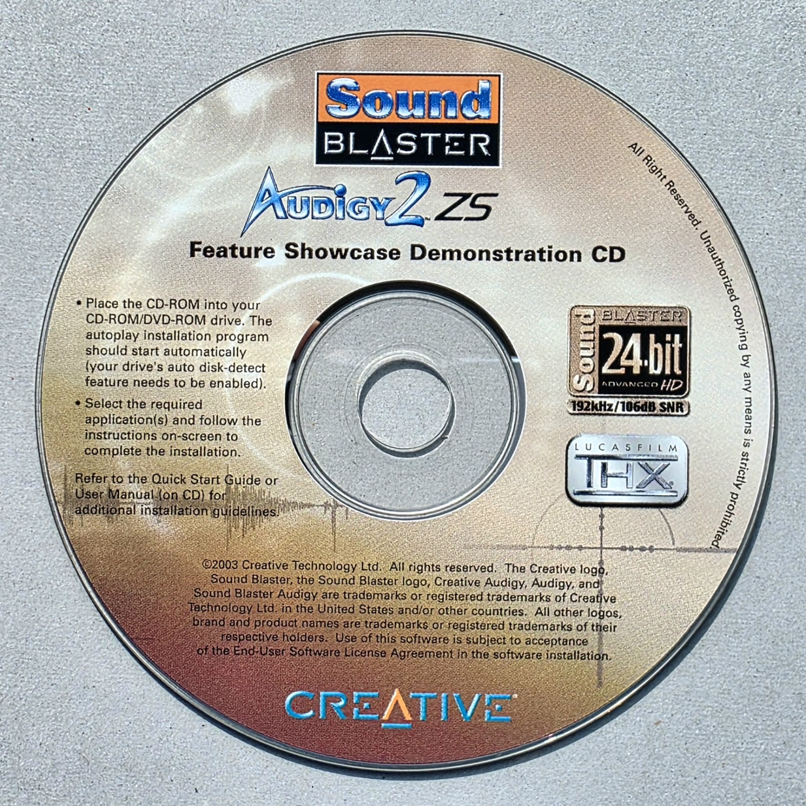 Creative Sound Blaster Audigy 2 ZS Installation/Driver & Applications (CD, 2003)