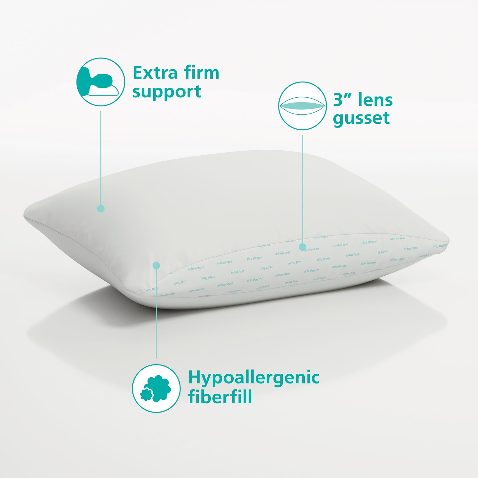 Mainstays Back & Side Sleeper Bed Pillow, Standard/Queen - Extra Firm Support