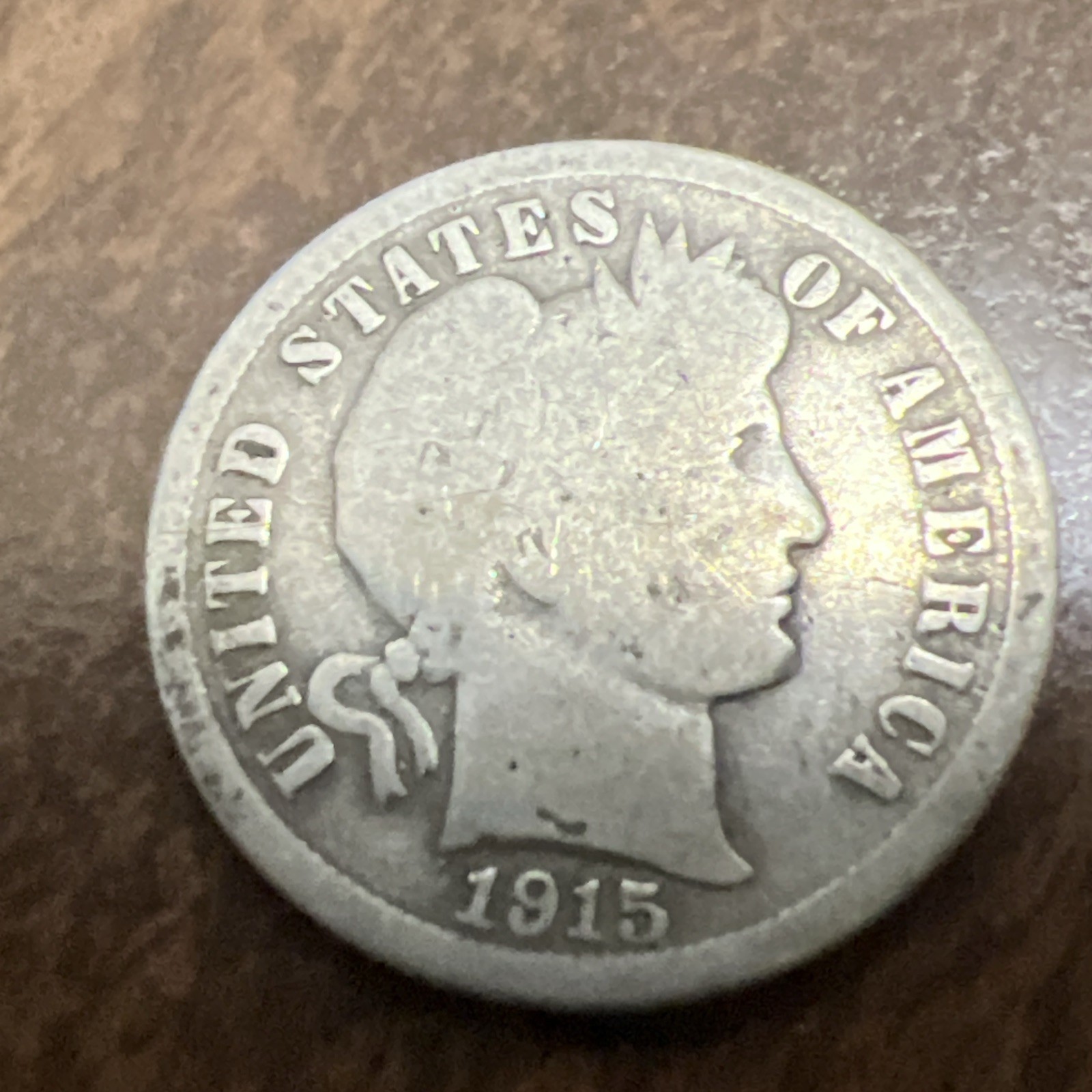 1915 Barber Liberty Head Dime 90% silver Actual coin Worth To Fill A Spot