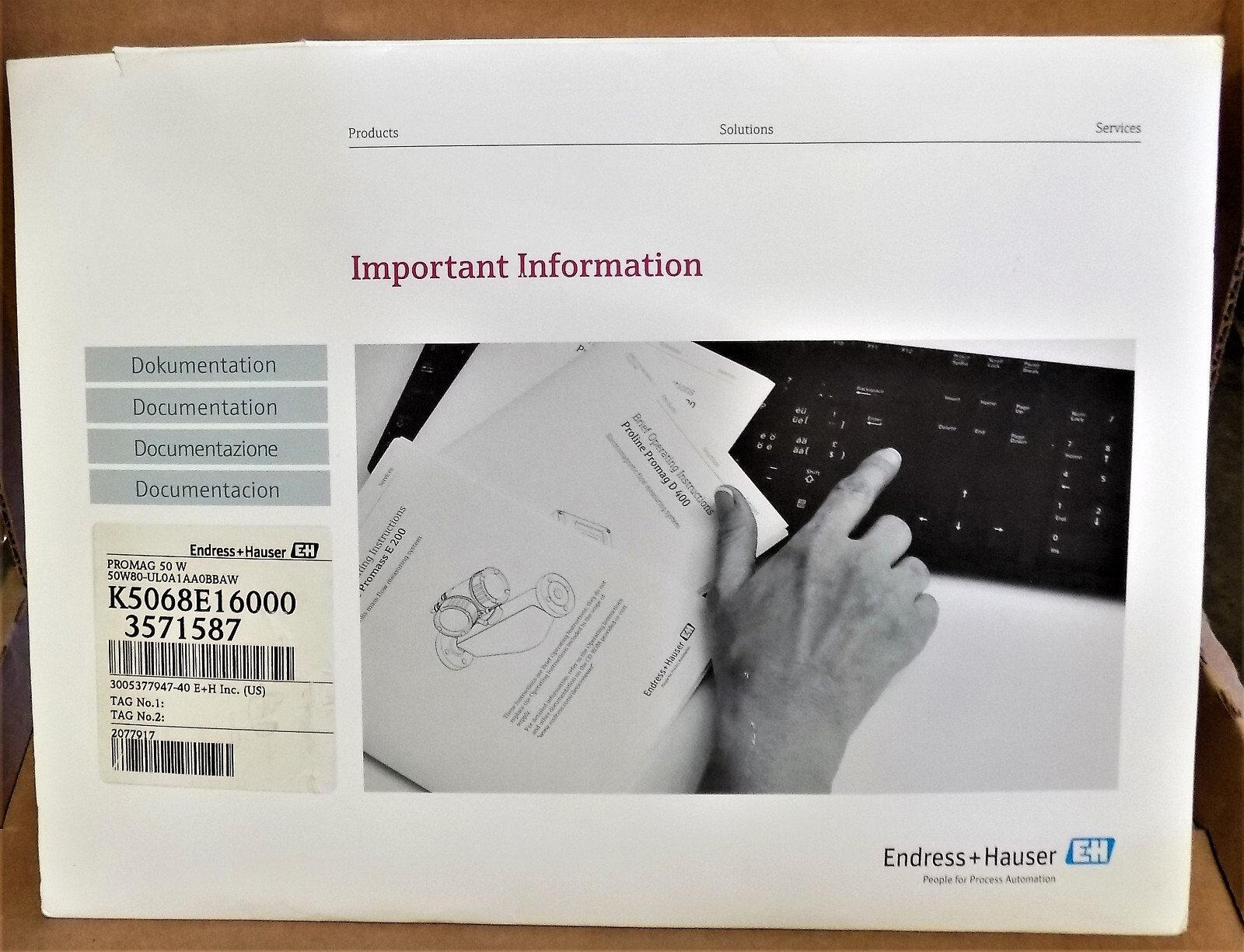 EH ENDRESS+HAUSER Parameter Setting Flow Calibration With Adjustment Document CD