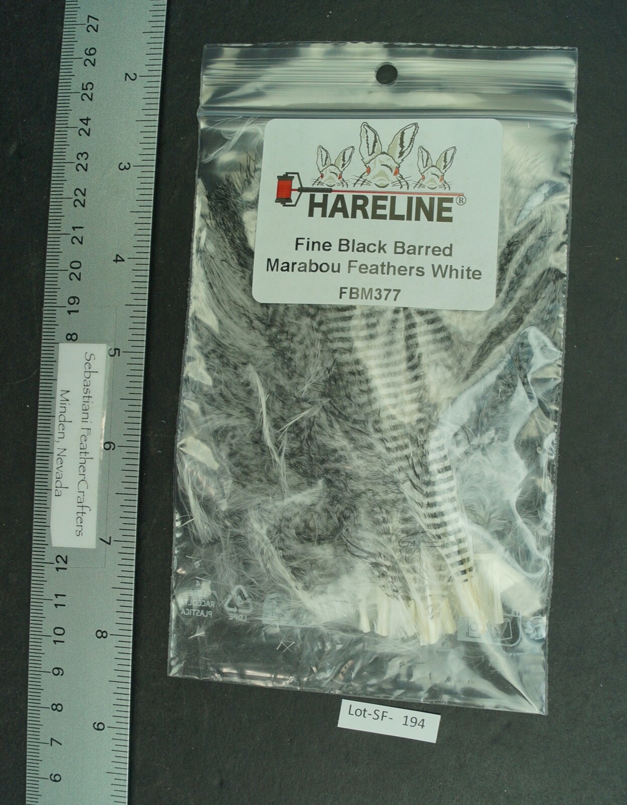 One Pack Hareline White Fine Black Barred Marabou Feathers Lot-SF 194