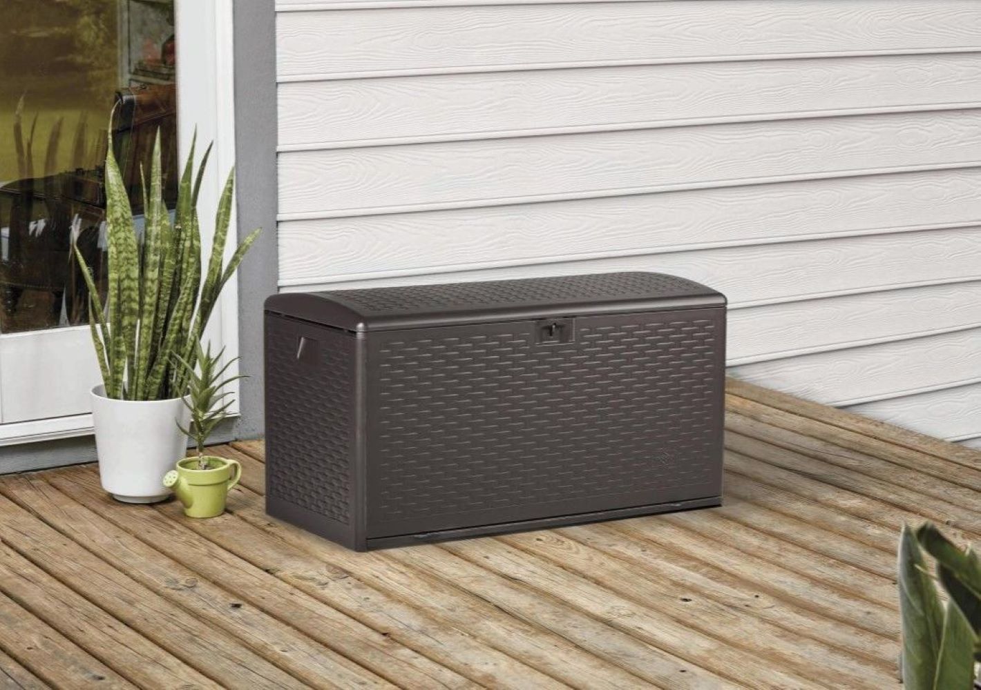 Plastic Development Group HDEDB99G 99-Gallon Resin Storage Deck Box, Driftwood