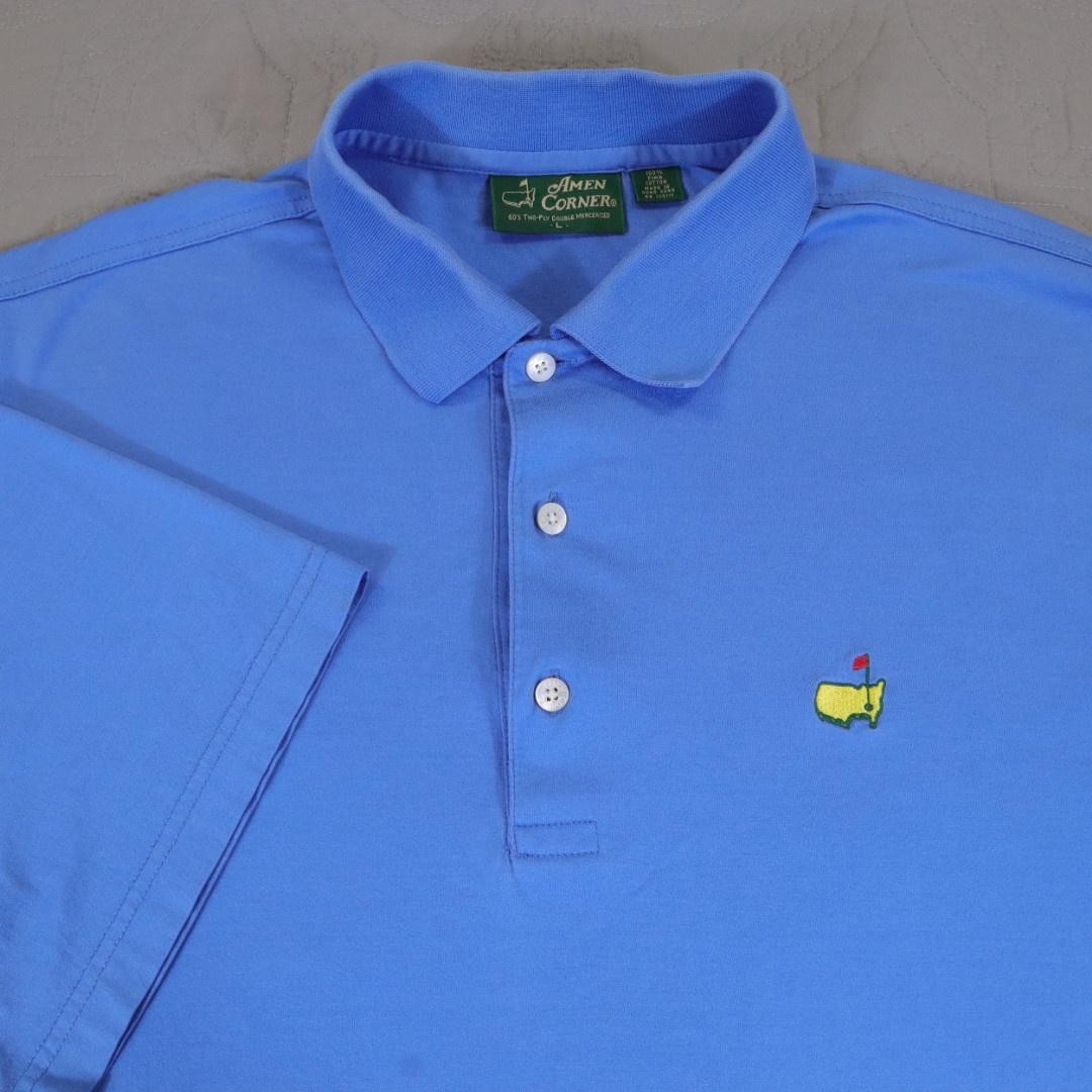 VTG Masters Tournament Shirt Amen Corner Mens Large Blue Golf Polo Pima Cotton