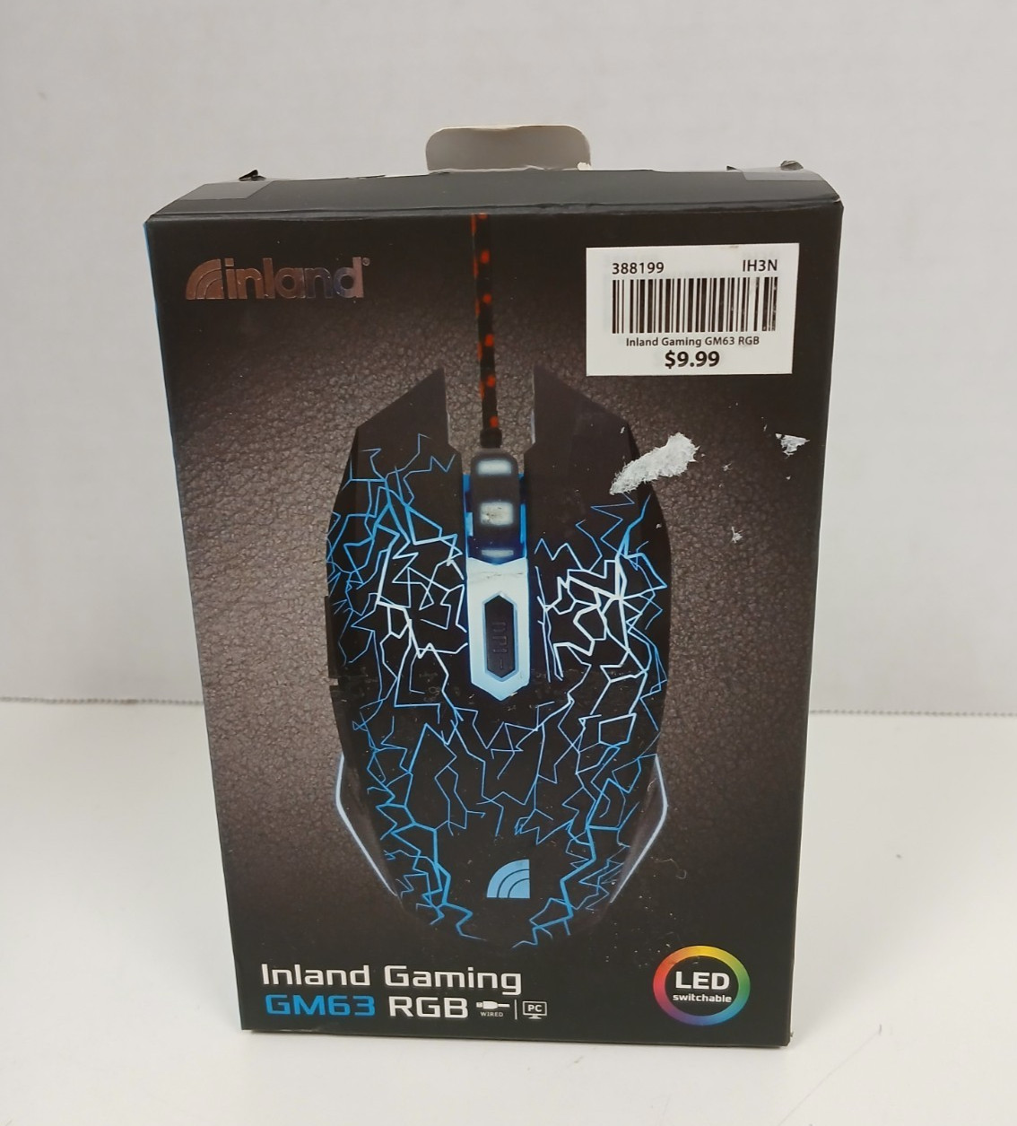 Inland GM63 RGB Wired Gaming Mouse, Black