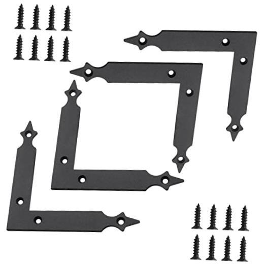 4Pcs Sliding Door Barn Door Decorative Corner Bracket Black 4.92 inches