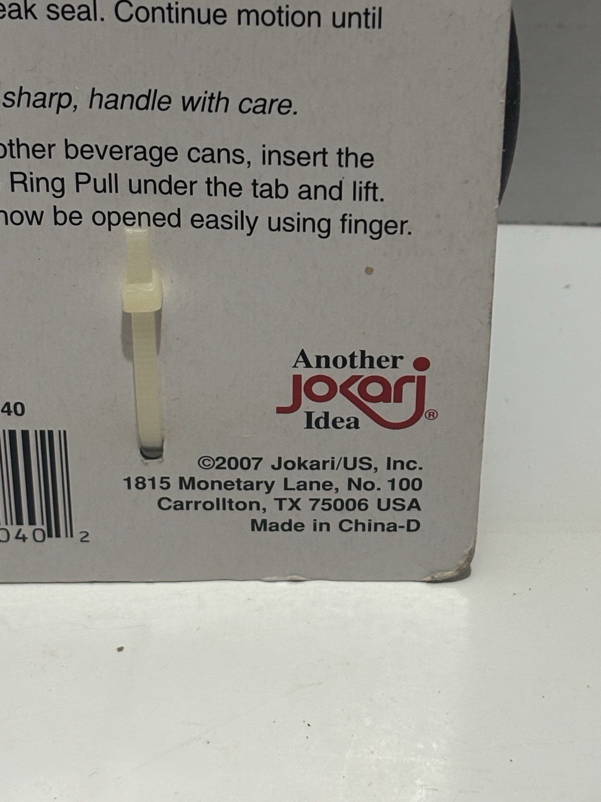 Jokari Ring Pull Can Opener - Non Slip Grip Kitchen Lid Hand Helper A-6 NWT 2007