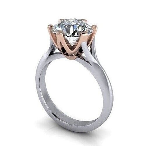 Lab-Created 2.10 Ct Round Cut White Diamond Engagement Ring 925 Sterling Silver