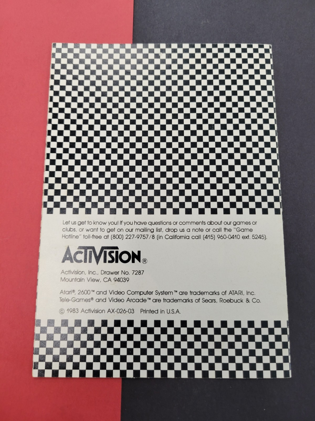 1983 Atari 2600 Activision National Enduro Manual