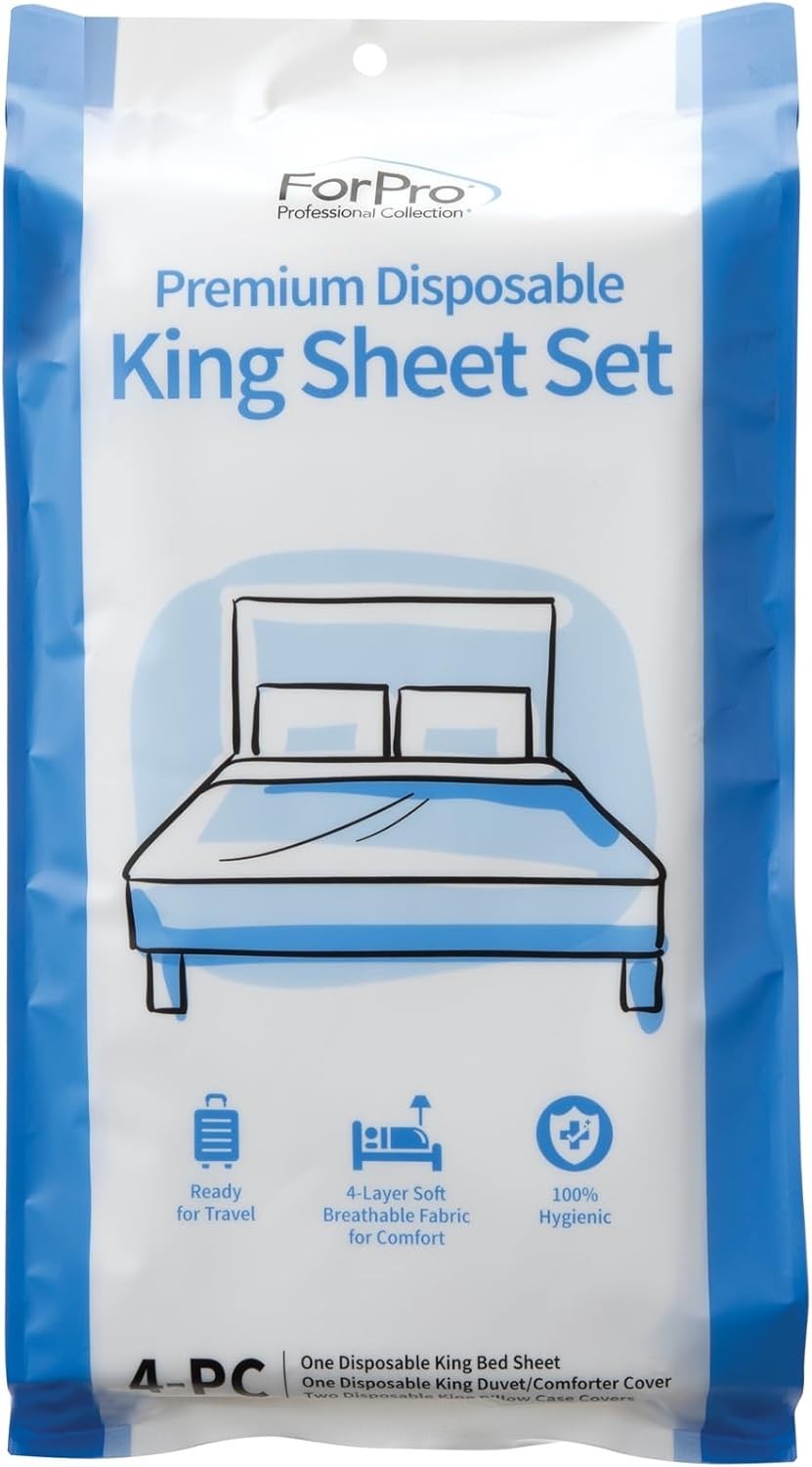 Premium Disposable Sheet Set 4-PC King Size Bedding Travel Includes Bed