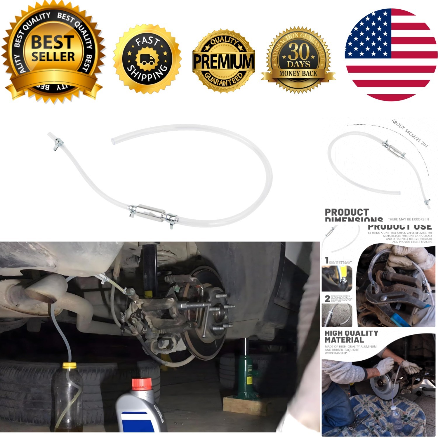 Brake Bleeder Kit, Brake Fluid Bleeding Tool Kit, Brake Bleeder Hose One Way ...