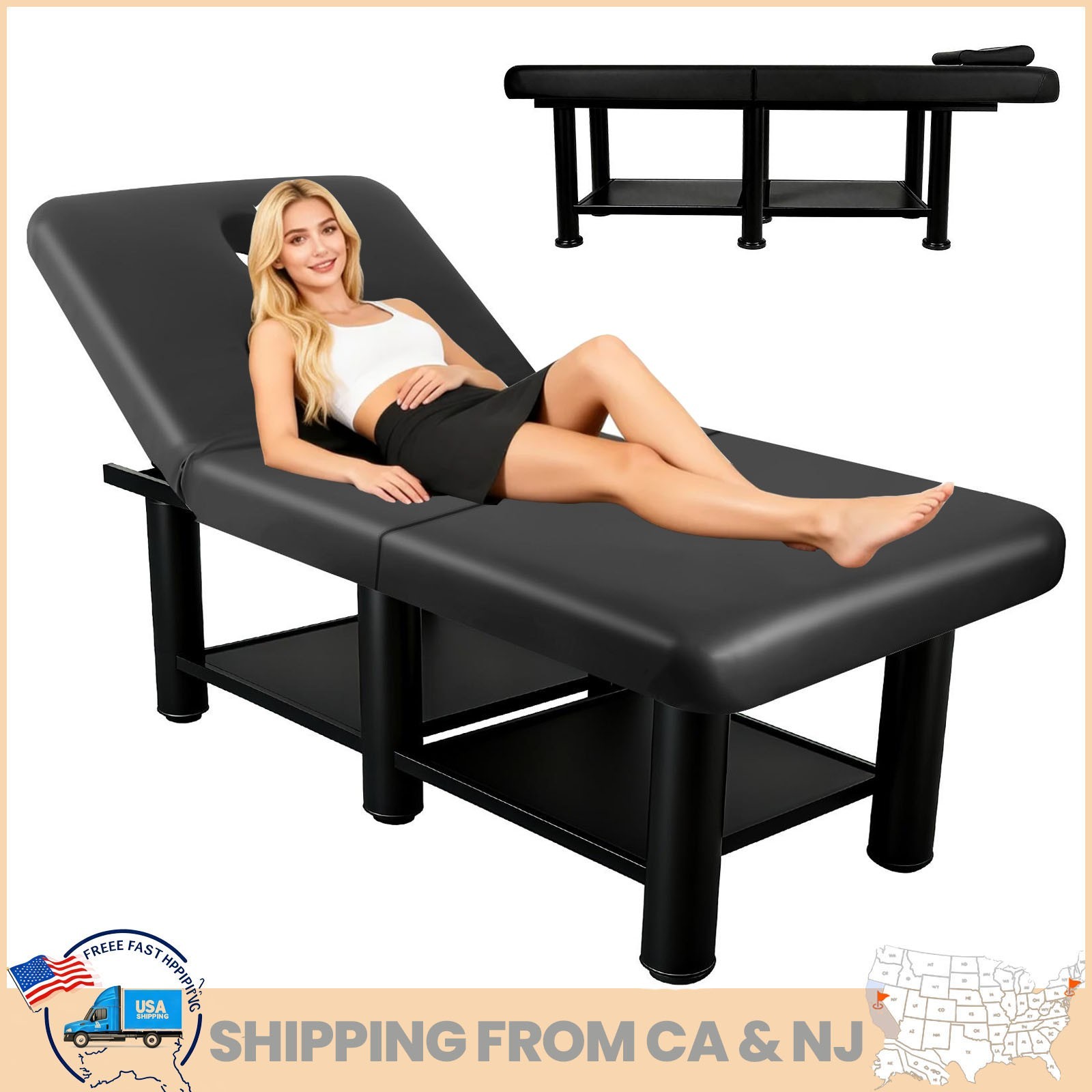1150Lbs Massage Table Massage Bed 75"x32" Portable Folding Salon Tatto Spa Table