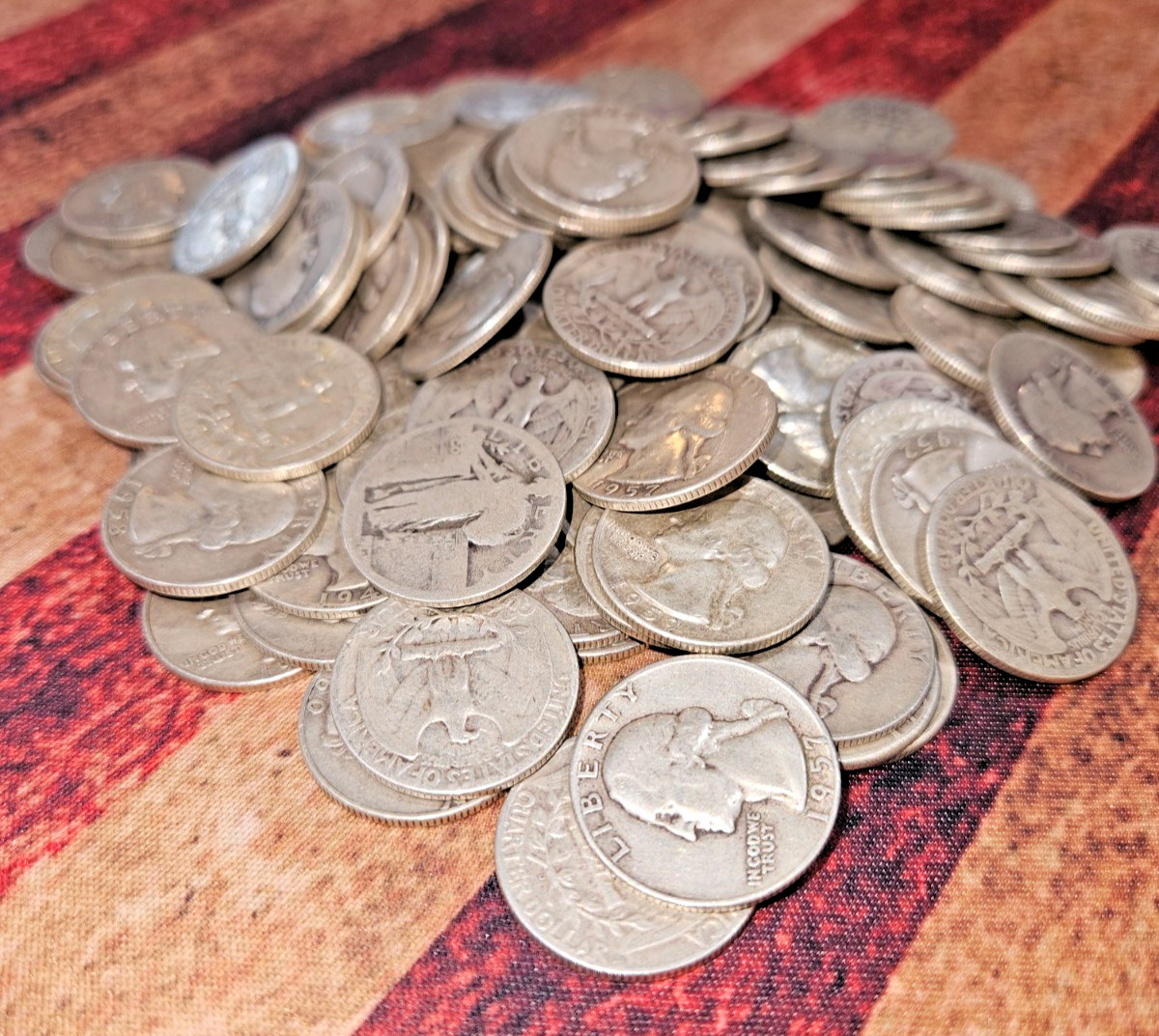 Lot of (10) Washington 90% Silver Quarters $2.50 Face Value
