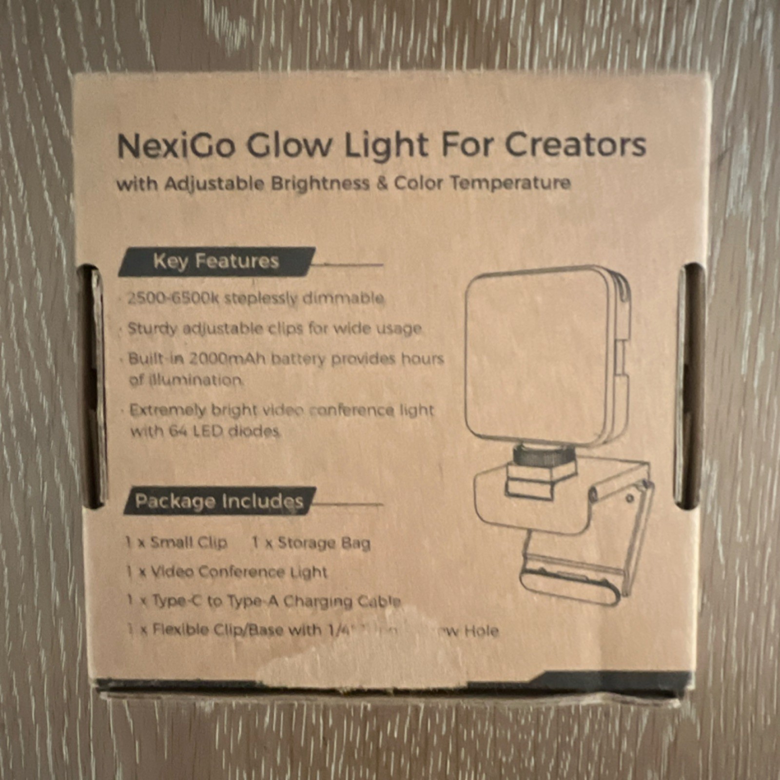 NexiGo W64-2 LED Light for Creators, 64 LEDs, Dimmable, Adjustable Clips