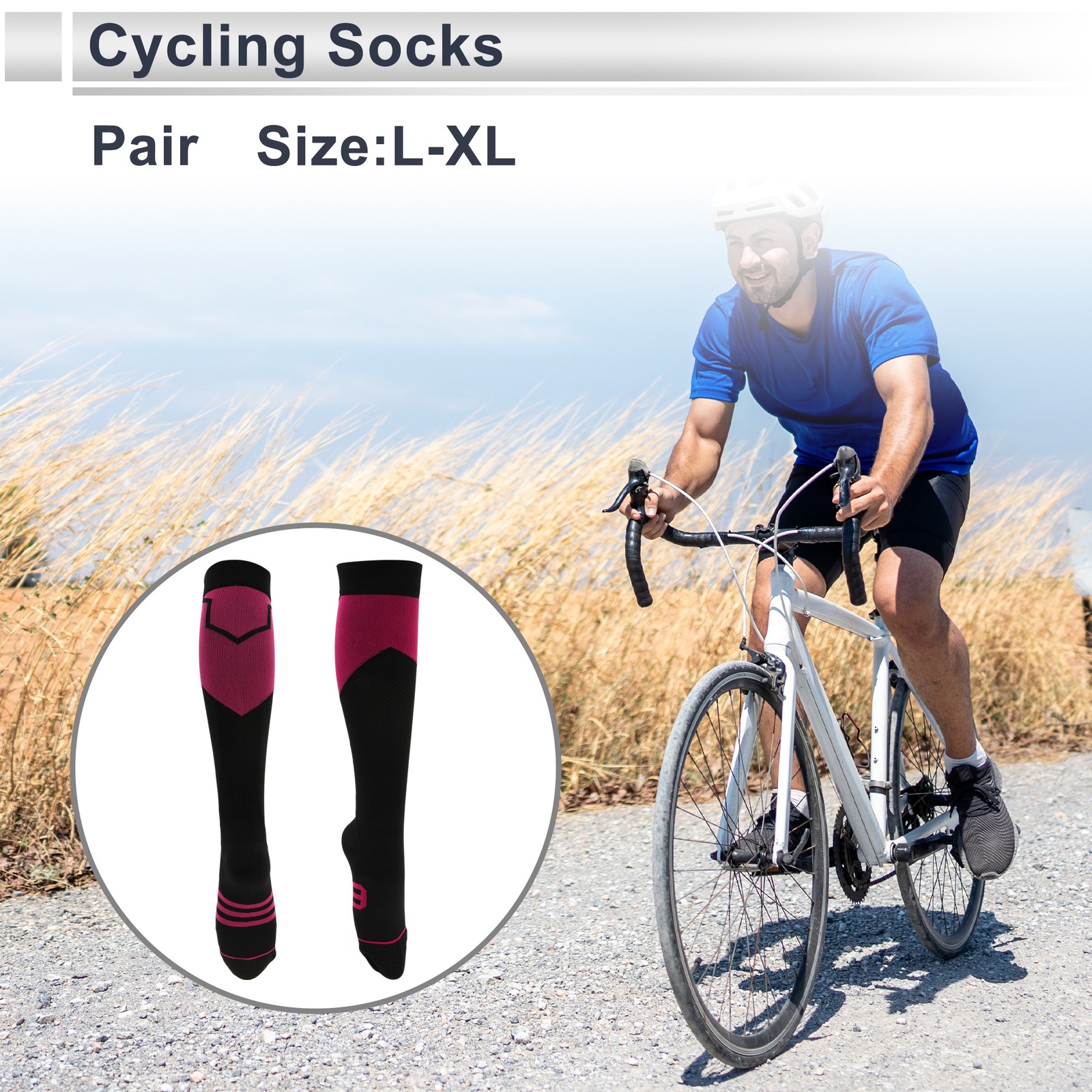 Cycling Socks Anti-friction Size L-XL High-cut Cycling Socks Black Purple