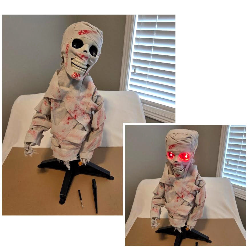 Animatronic Halloween Mummy 24" Animated Lighted Decoration Sound Activated