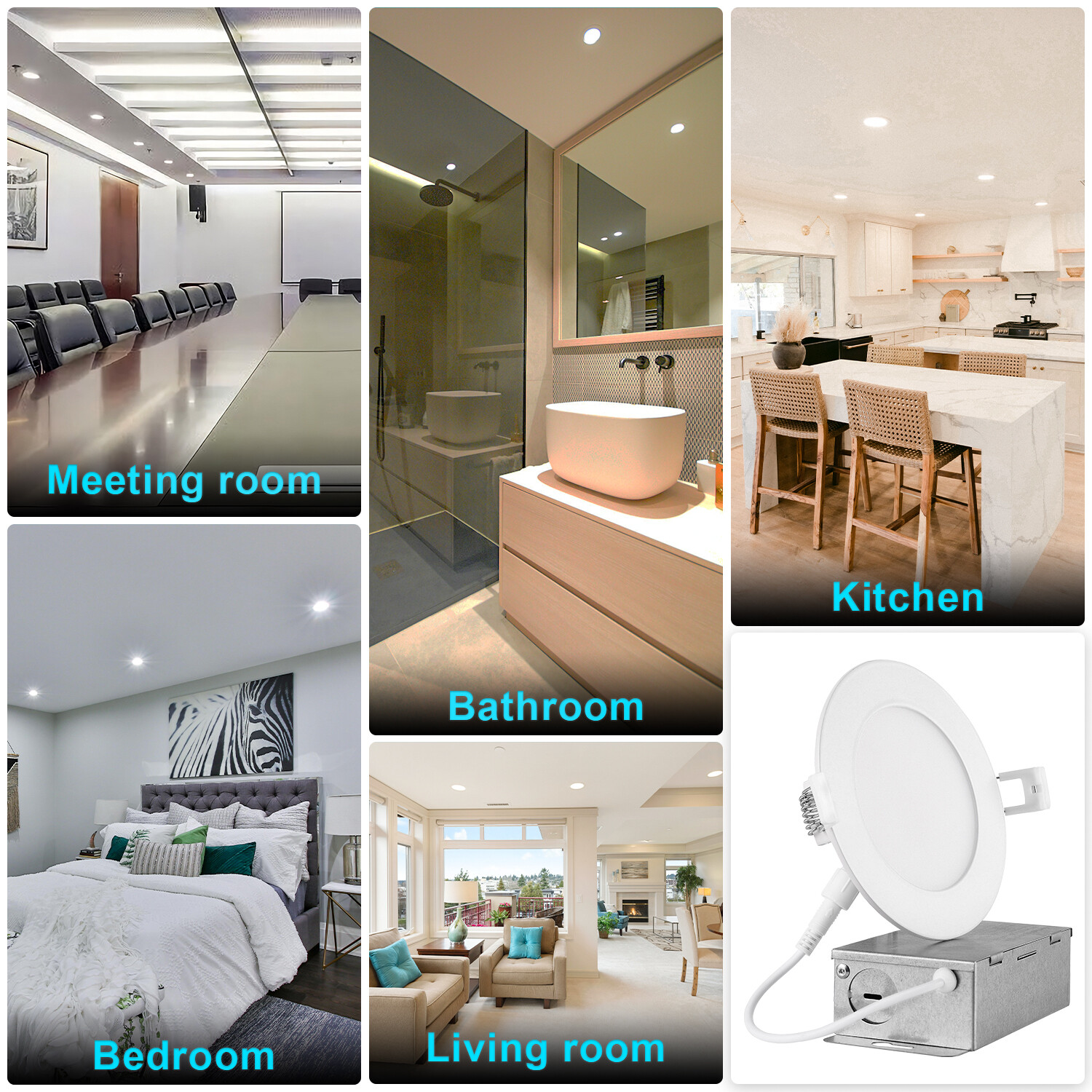 30 Pack 6 Inch 12W 3CCT LED Recessed Ceiling Light W/Junction Box Dimmable