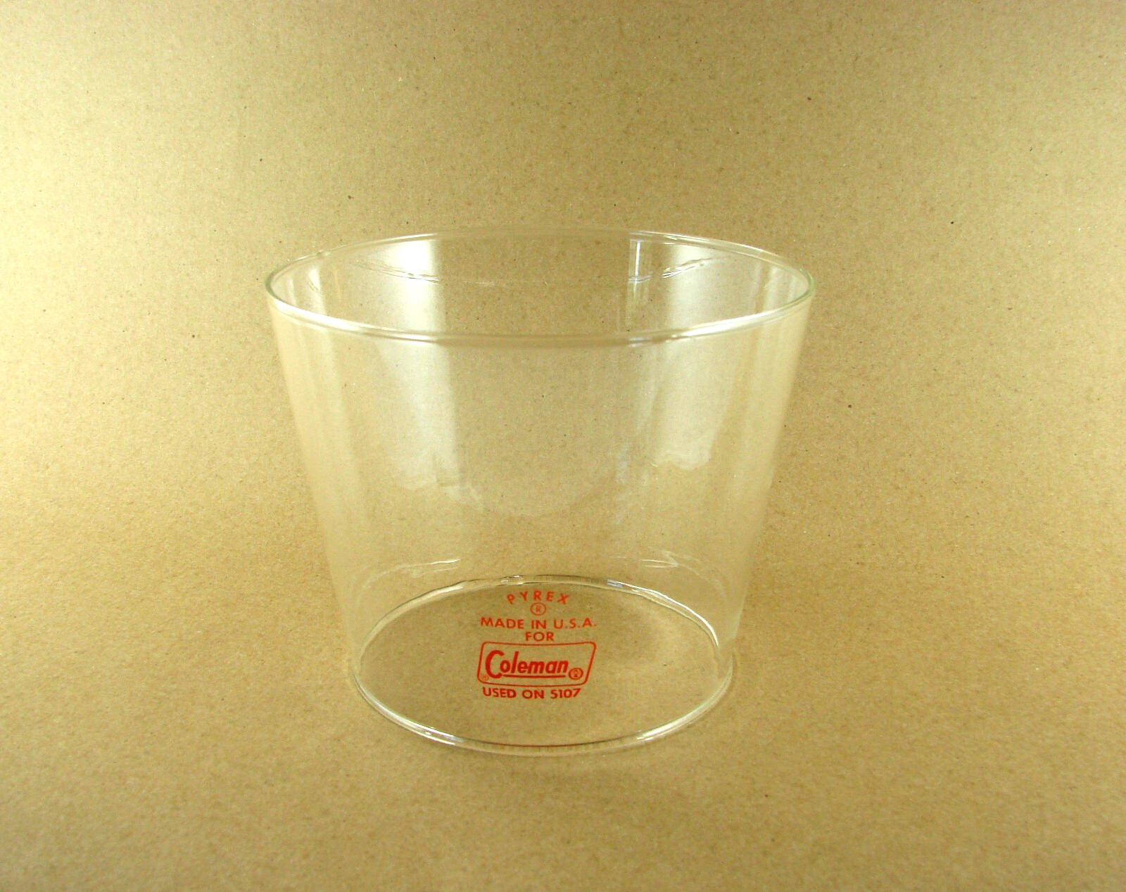 NOS OEM Coleman Replacement Red Letter Pyrex Glass Globe #5107-0481 Made In USA