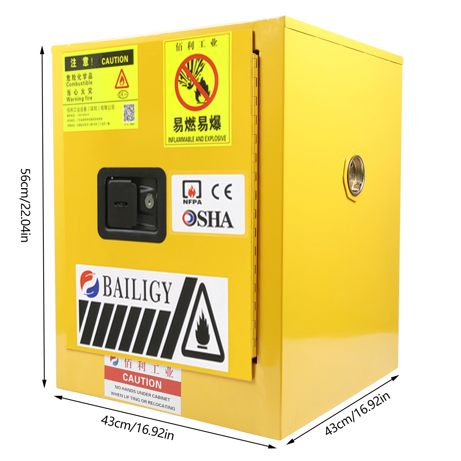 4 Gallon Fireproof Safety Storage Welded Cabinet Bin Flammable Liquid Storage