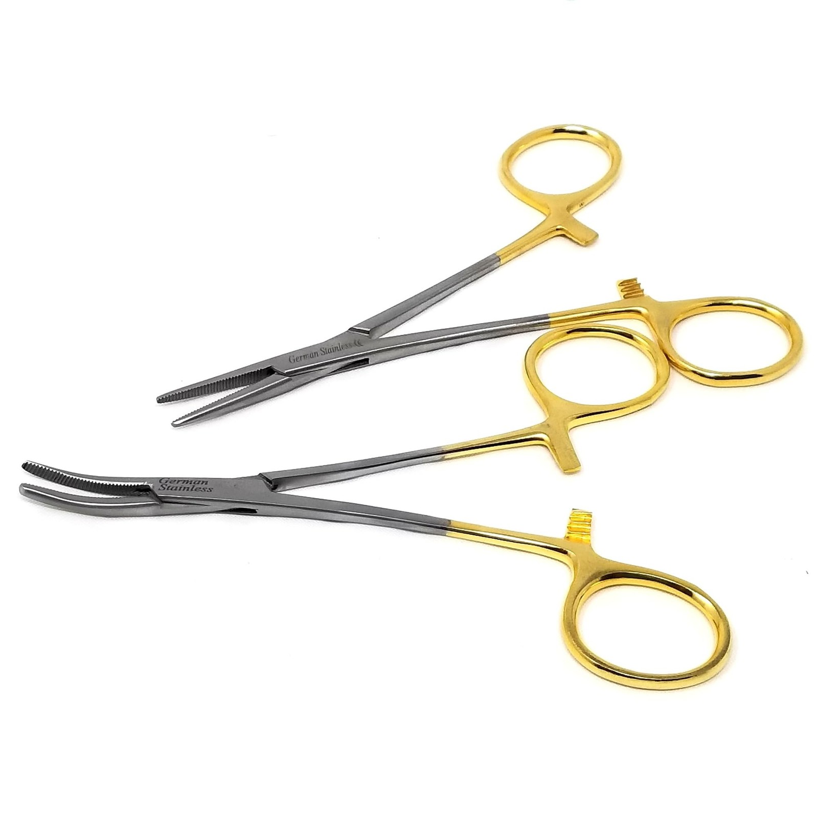 2 PCS Gold Handle Premium O.R Grade Mosquito Locking HEMOSTAT Forceps Straigh...