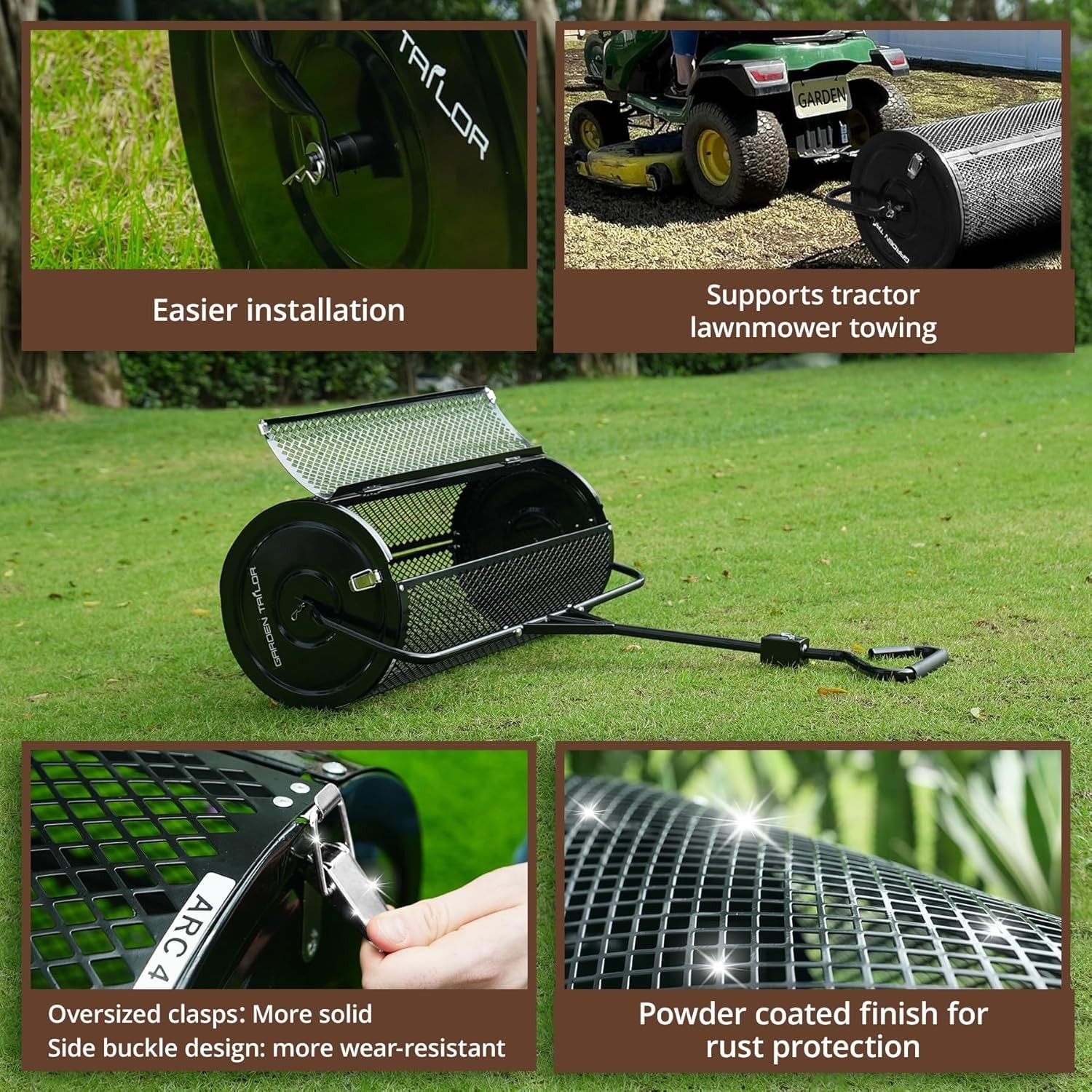 Compost Spreader 36 Inch Towable Peat Moss Spreader with Installation Support...