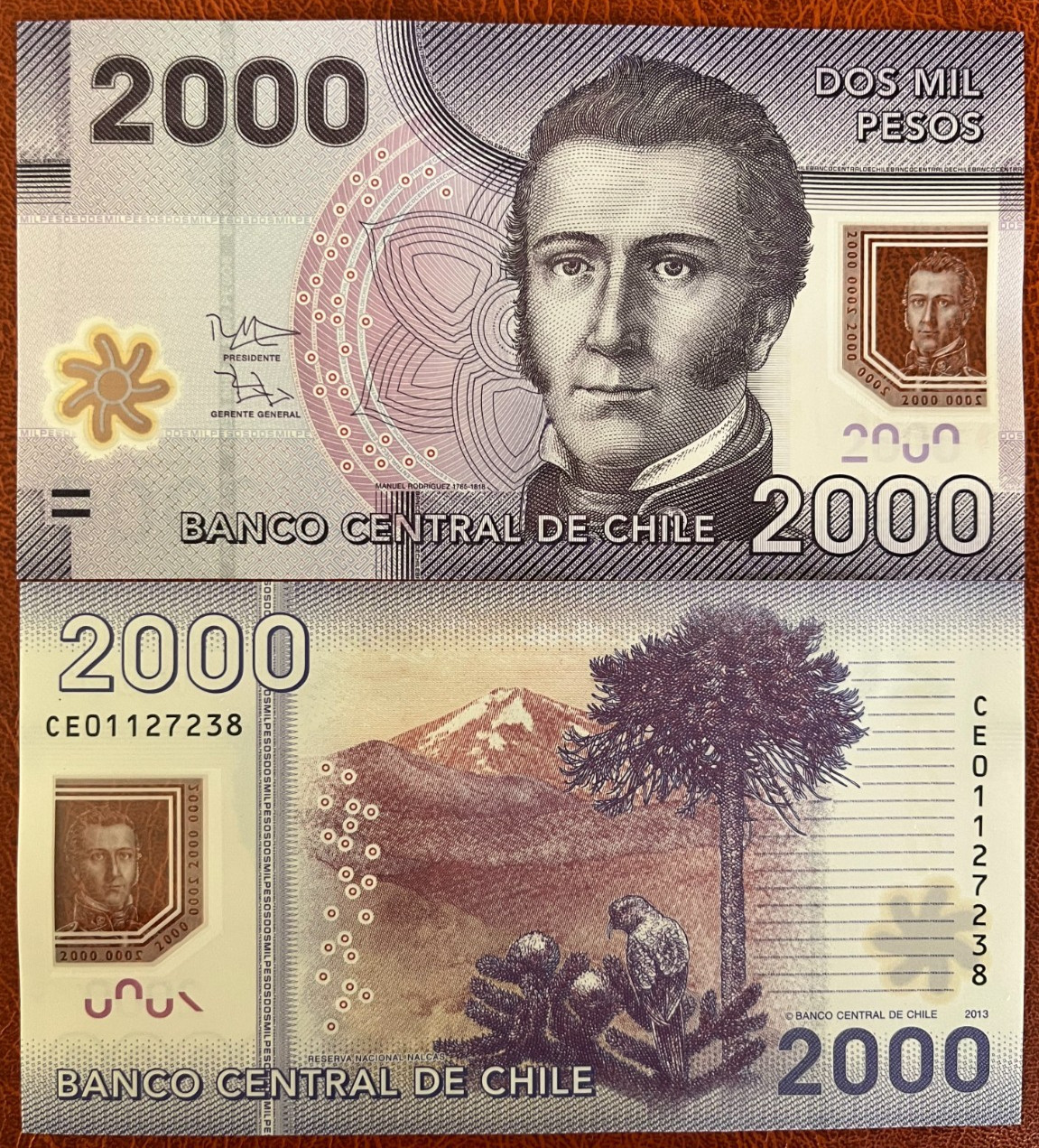 Chile 2013 CLP $ 2000 Manuel Rodriguez Banknote unc CE01127238-no shipping to US