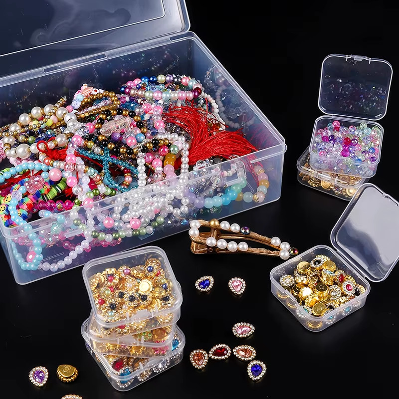 Bead Organizer Box 30Pcs Small Clear Plastic Bead Storage Containers with Hinged