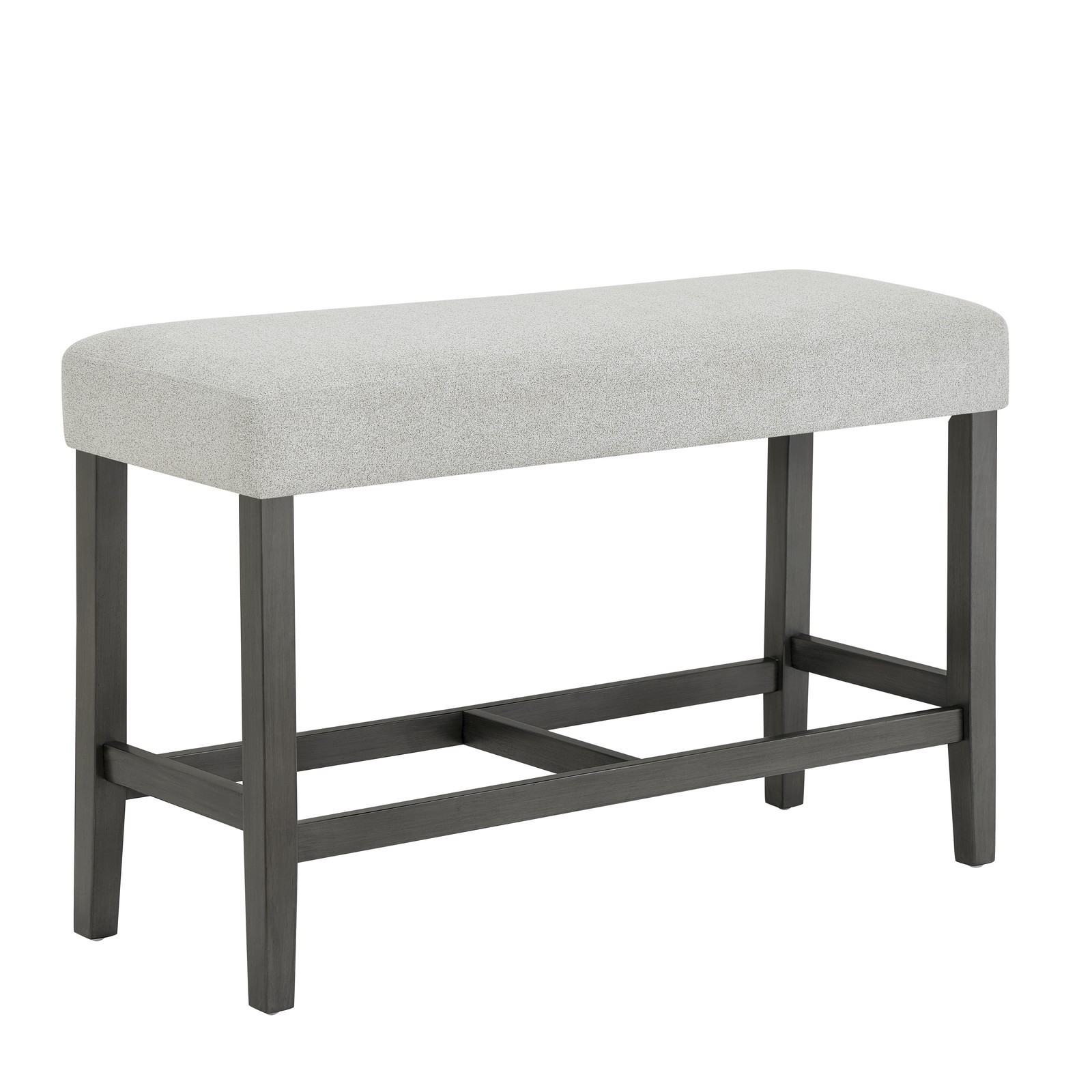 40" Light Gray Fabric Counter Height Bench with Gray Wood Frame & Wooden