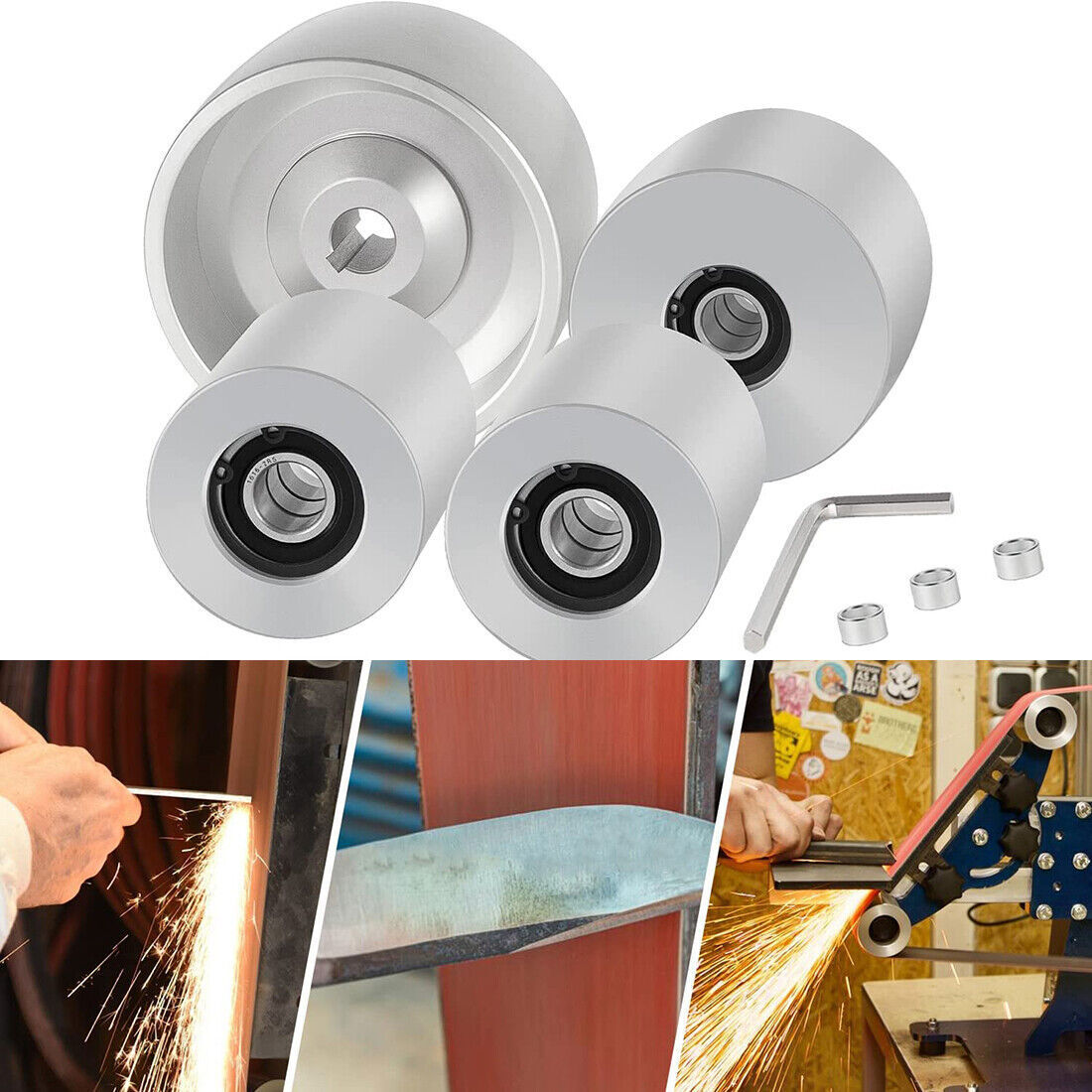 Belt Grinder 2"x72" Wheel Set Knife Grinder 5" Drive 5/8" Bore 3" Track 2" Idler