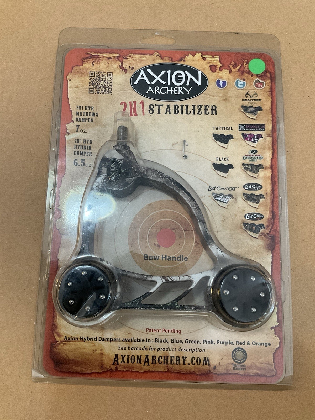 Axion Archery 2N1 Stabilizer / Bow Handle - Lost Camo XD W/ Black Damper