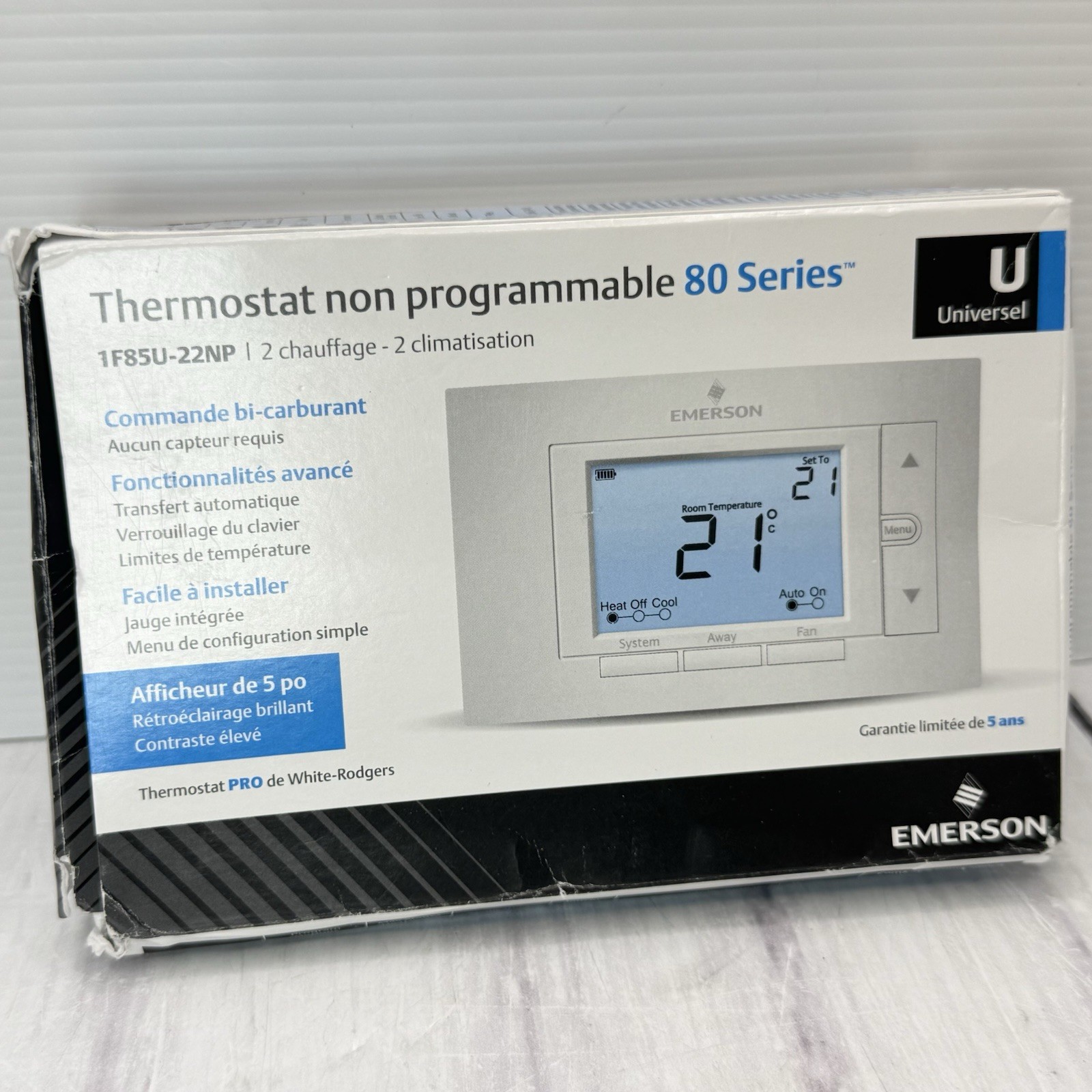 Emerson Non-Programmable Thermostat 80 Series Display 1F85U-22NP