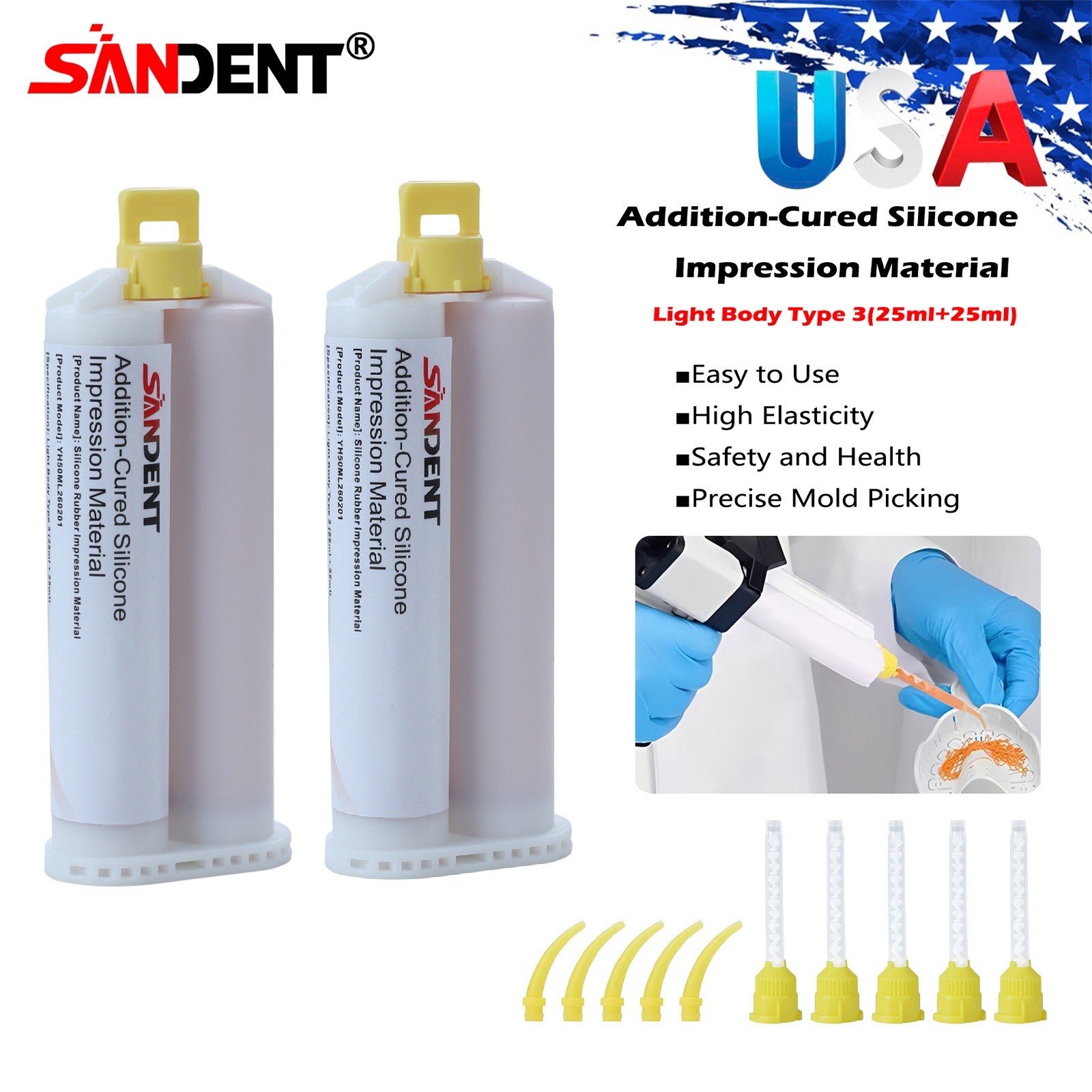 SANDENT Dental Impression Material Silicone Light Body type 50ML*2