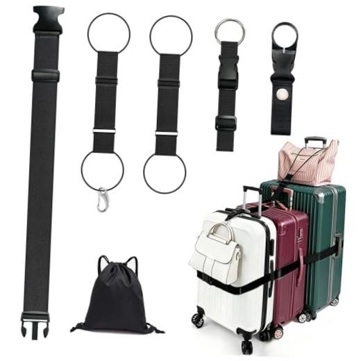 5 Pack Adjustable Luggage Connector Straps for Multiple Suitcases | Adjustable