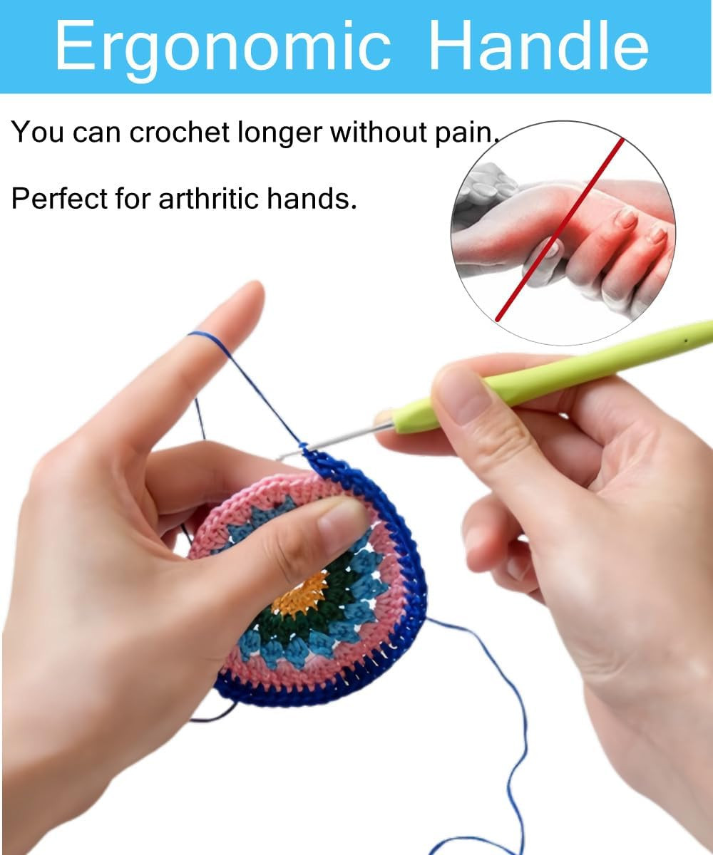 Crochet Hook Set,14 Sizes Crochet Hooks for Arthritic Hands,Crochet Hooks Ergono