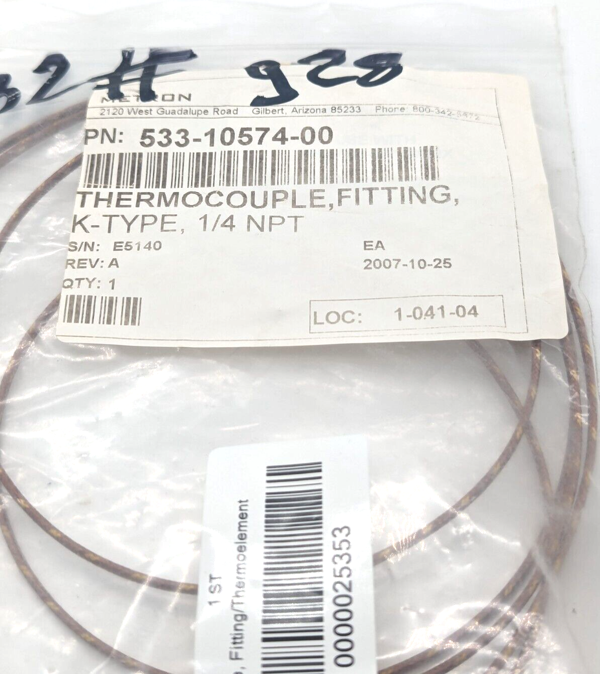 Thermokoppler Fitting 533-10574-00 NEU