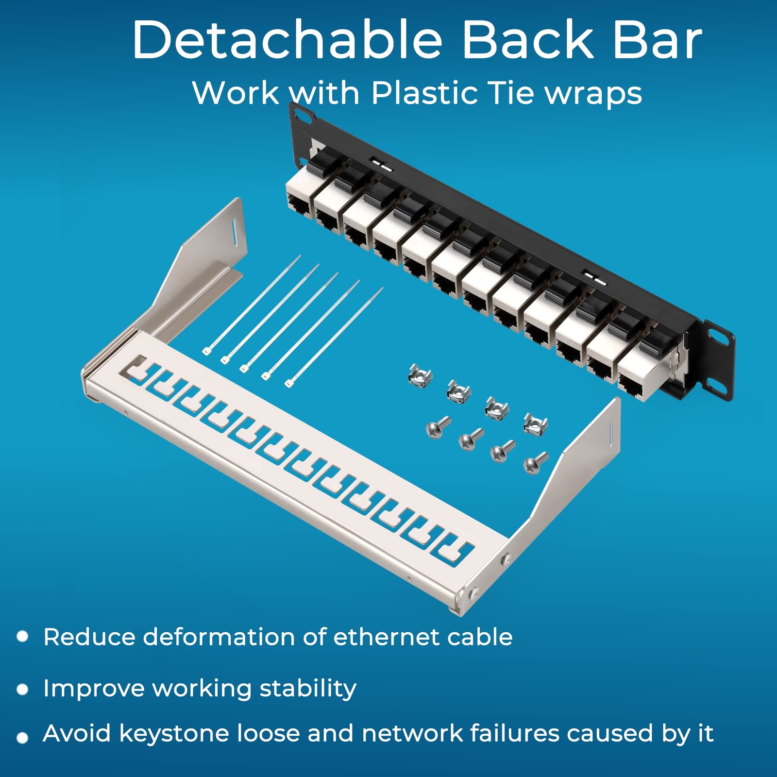 Mini 12 Port Cat6A Patch Panel, Shielded, 10-Inch, 1U, Inline Keystone