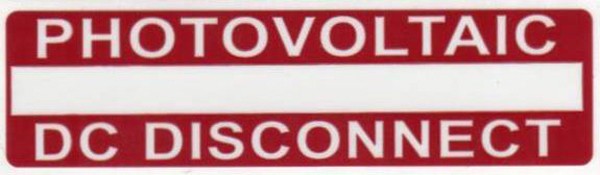 Solar Label Printable Photovoltaic DC Disconnect 3.75x1in PET Red (Pack of 1)