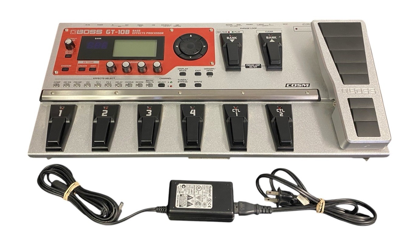 BOSS GT-10B Bass Multi-Effects Pedal w/Power Adapter TESTED & WORKING