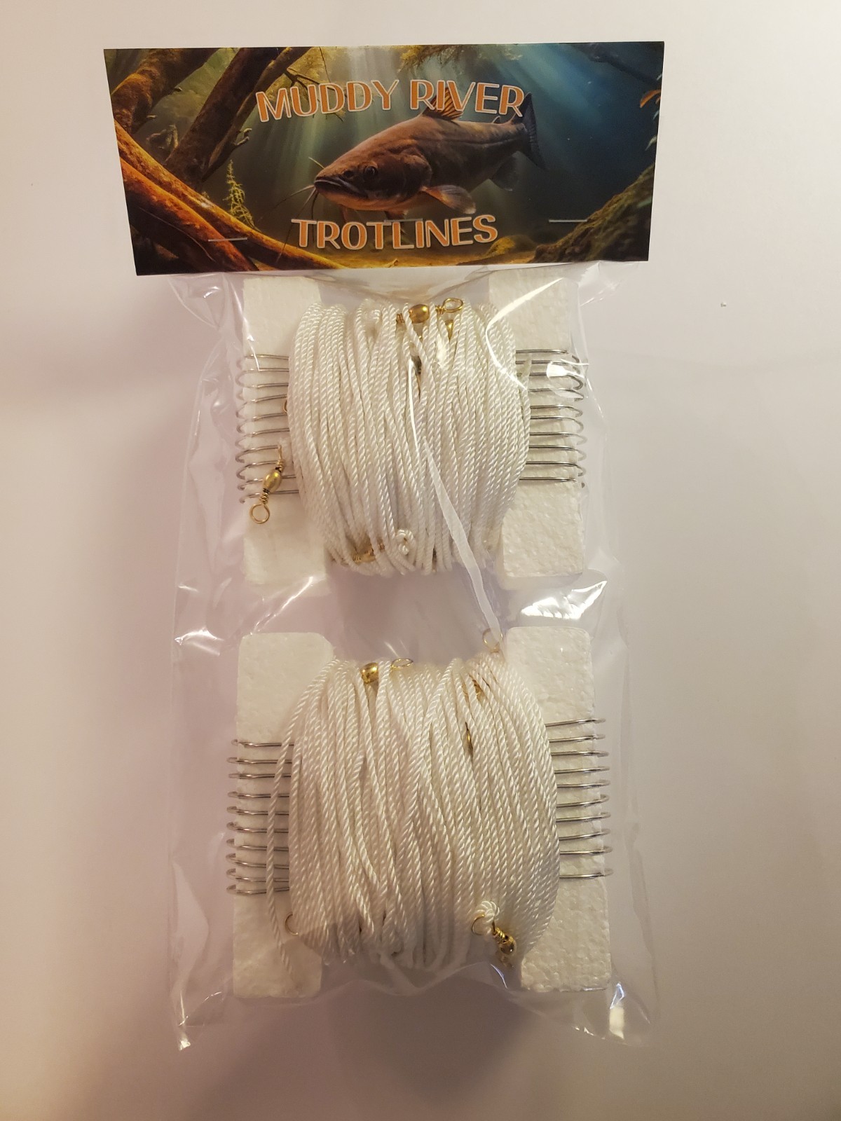 Muddy River Trotlines-MRTB20 2Pk-100ft Catfish Line-20 Hooks,Swivels,Leader Line