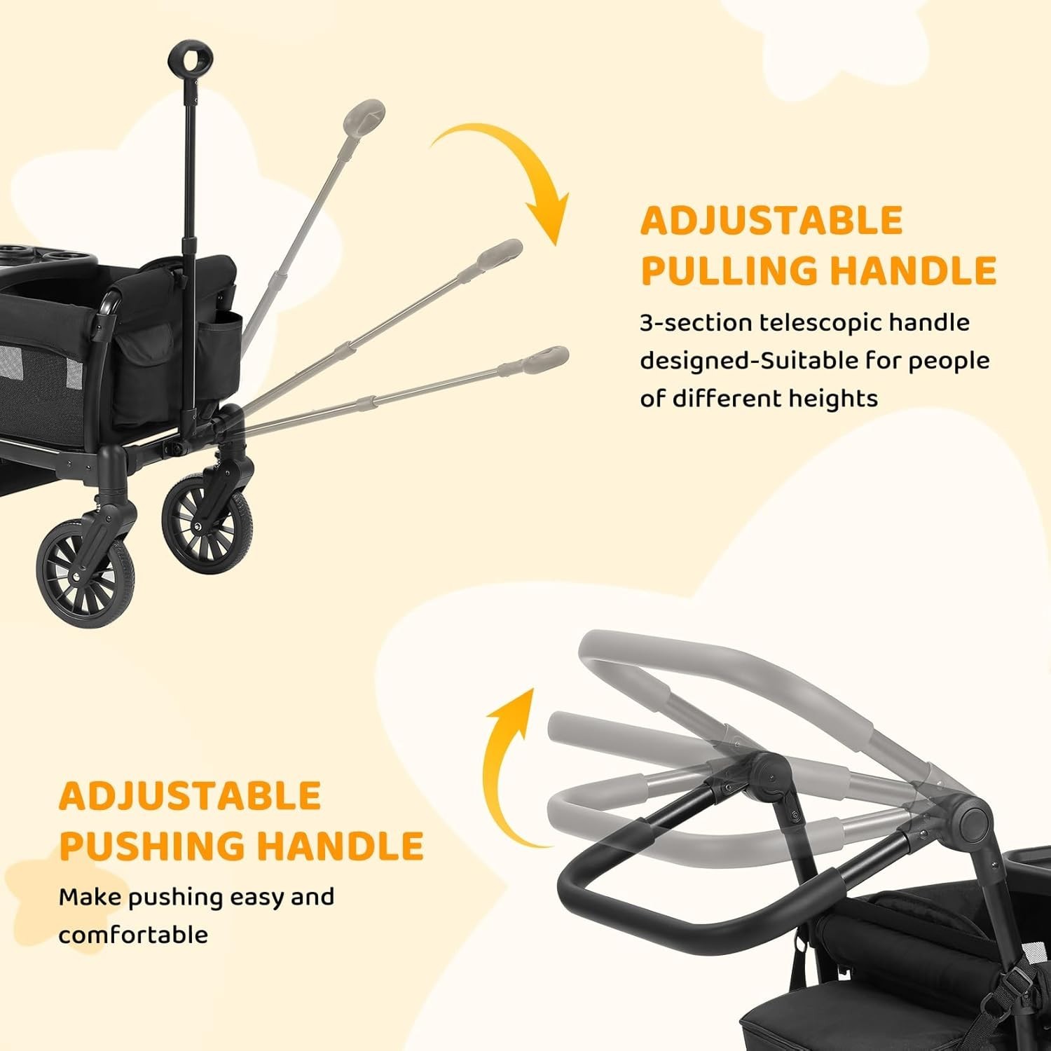 Foldable Wagon Stroller, Stroller Wagon for 2 Kids, All Terrain Wagon for Ki...