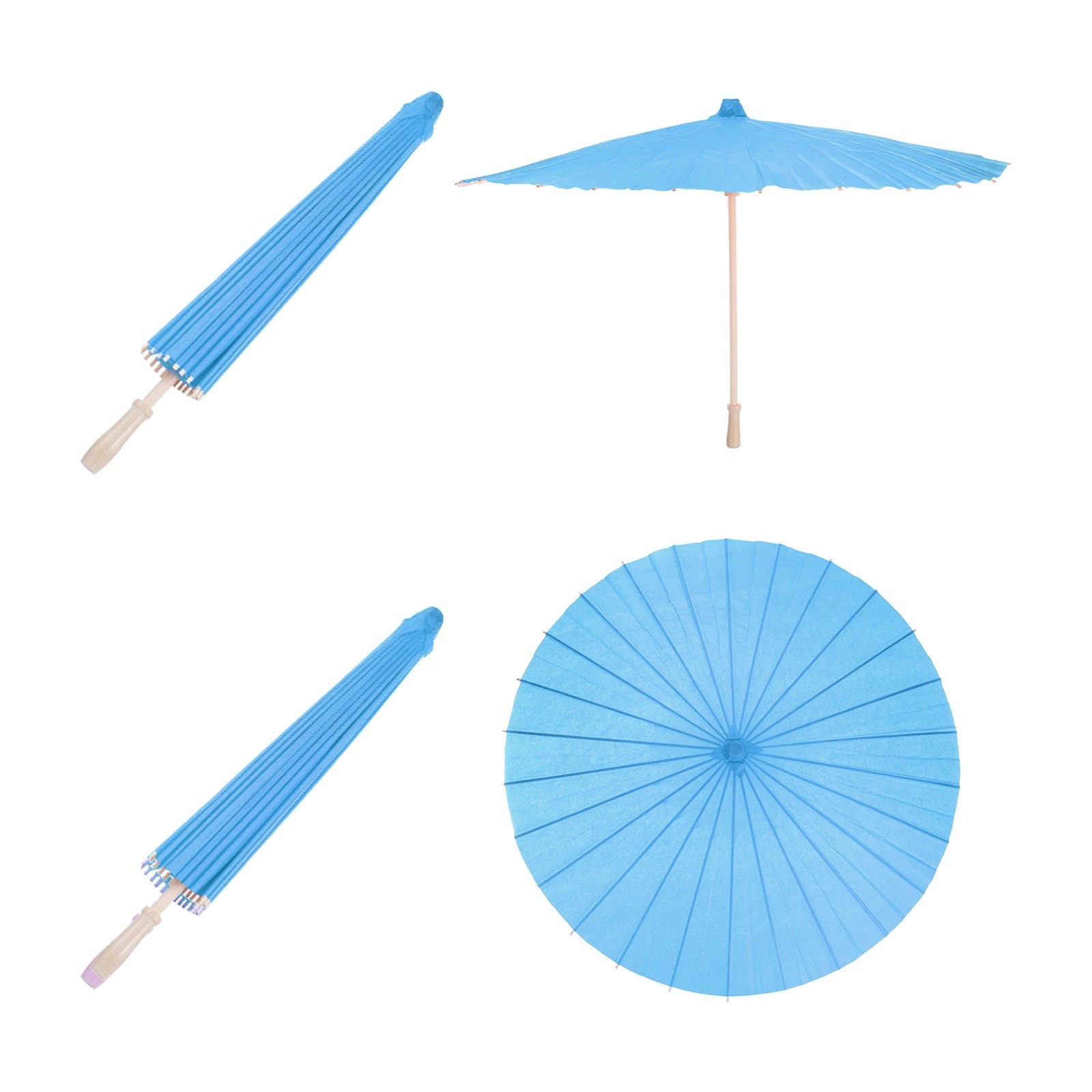 2 Pcs Paper Umbrellas ,33" Paper Parasol Umbrella for Craft,Blue