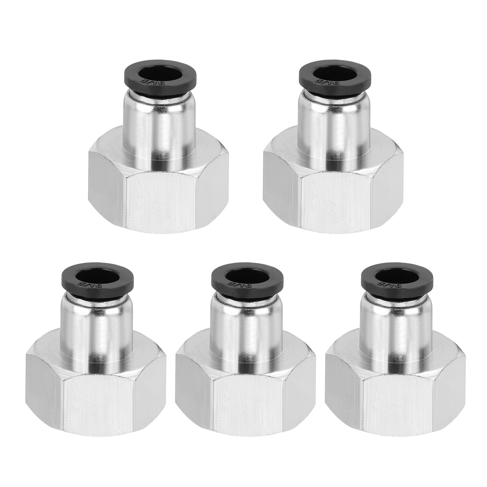 5 Pcs NPT Female 5/16 Inch OD x 1/2" NPT Thread Push to Connect Fittings, Black