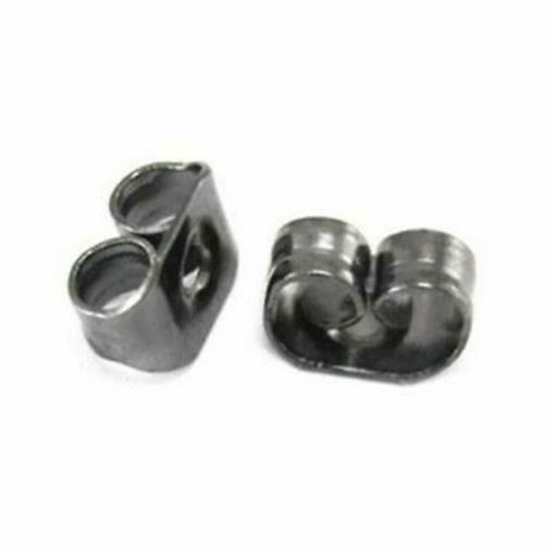 Gunmetal Gray Black Earnuts Earring Backs Stoppers Findings 10 pcs